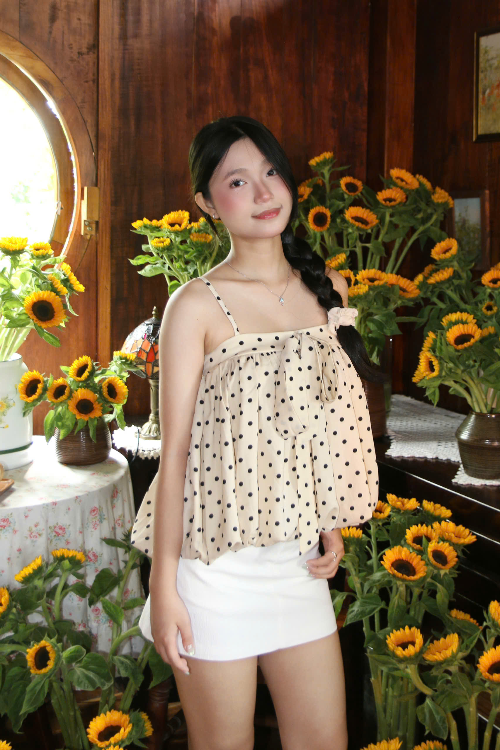 A29969- Áo 2 dây chấm bi