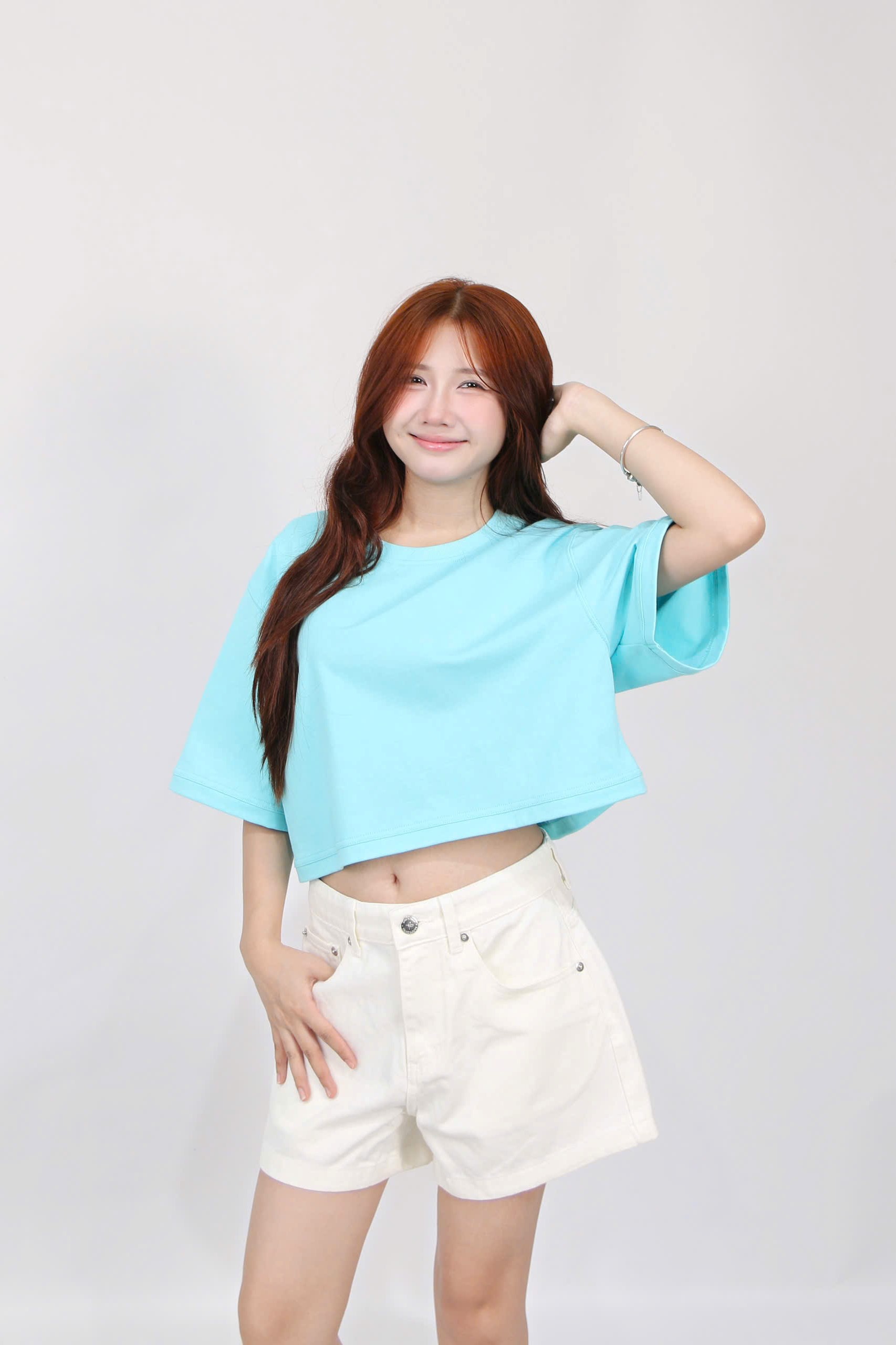 A29876 - Áo thun trơn crop tay lở