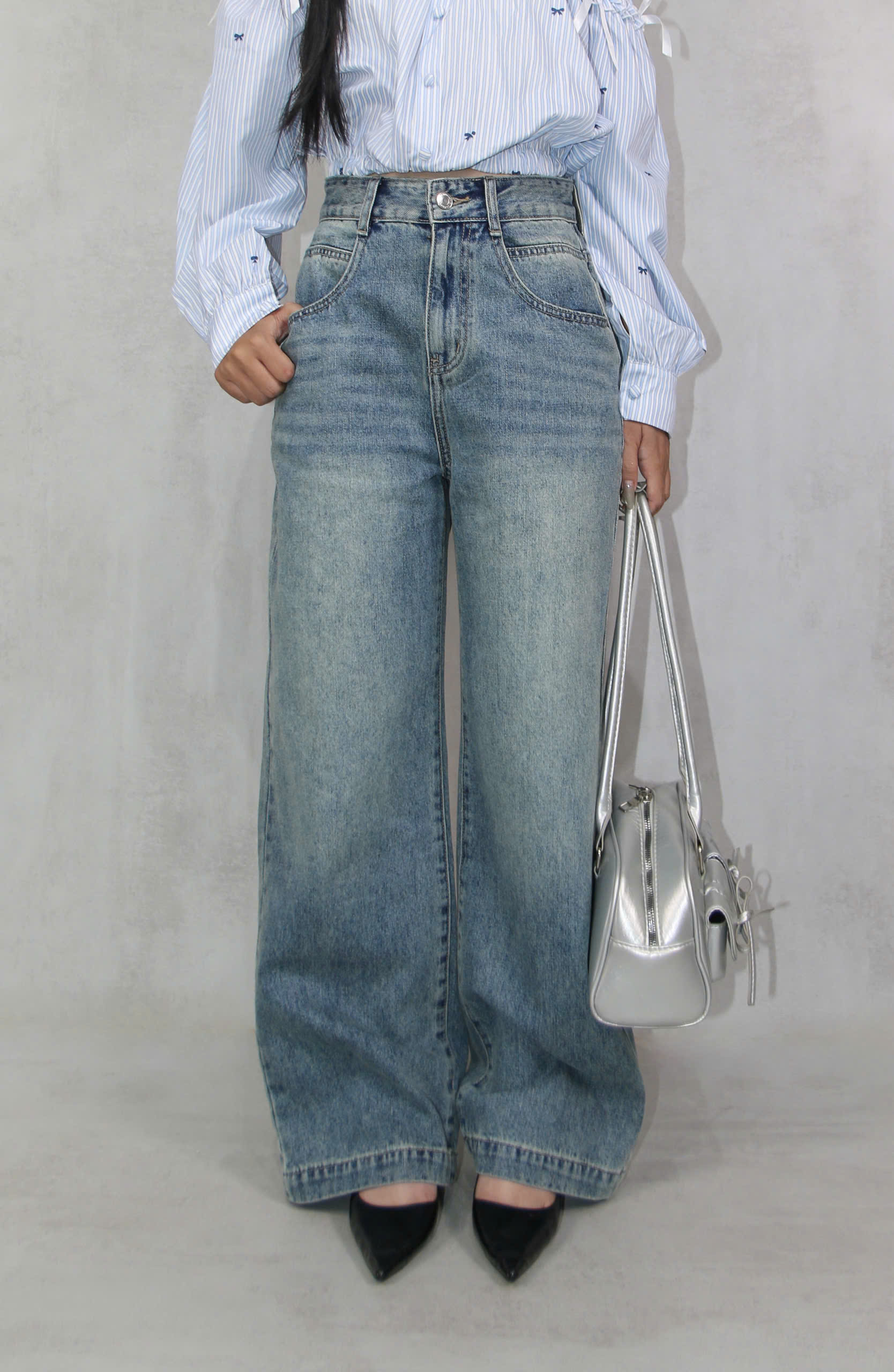 Q9771 - Q Culottes Jeans túi bầu rã túi