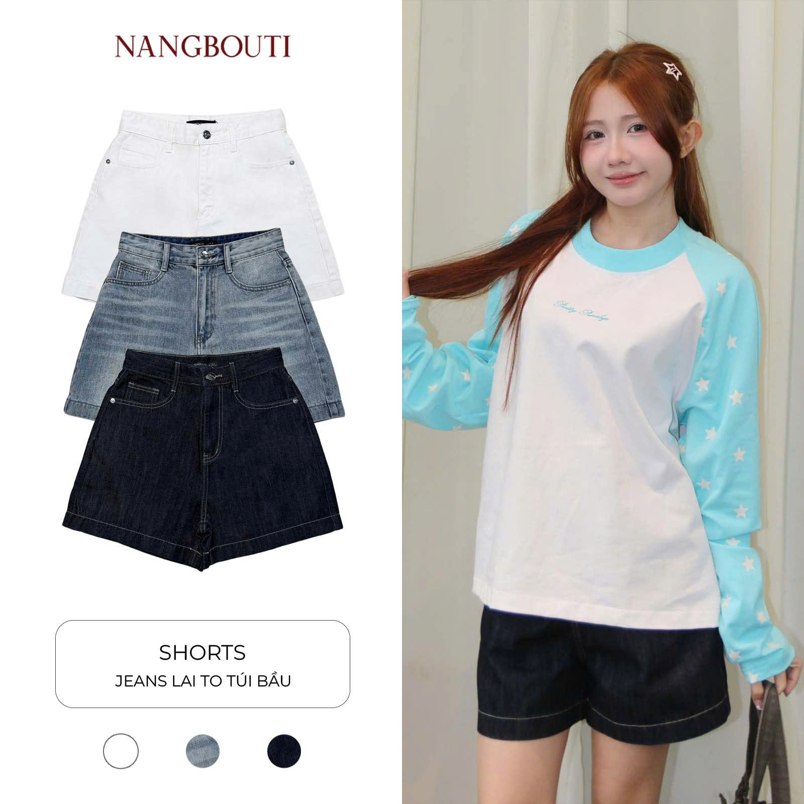 S3700 - Short Jean lai to túi bầu