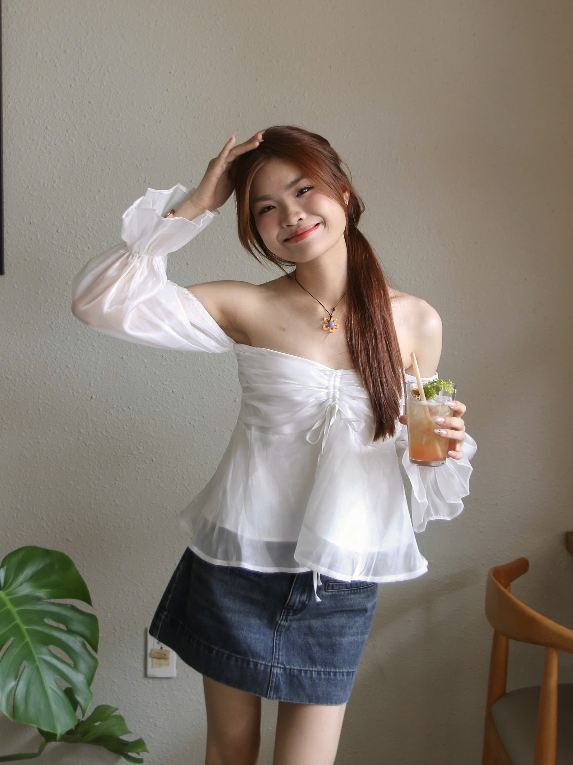 A29162 - A kiểu dún ngực trễ vai