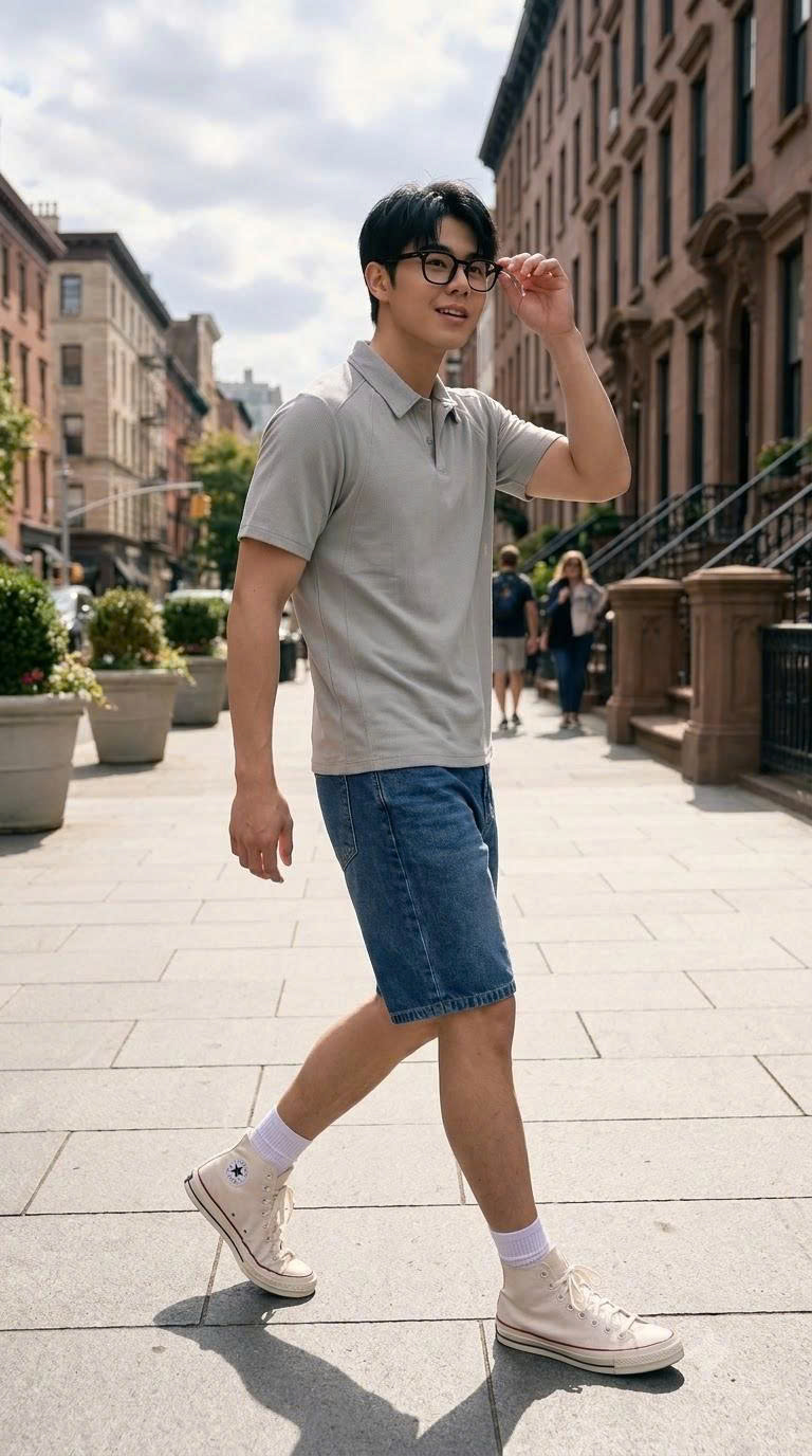S3685- Short Jean nam túi bầu