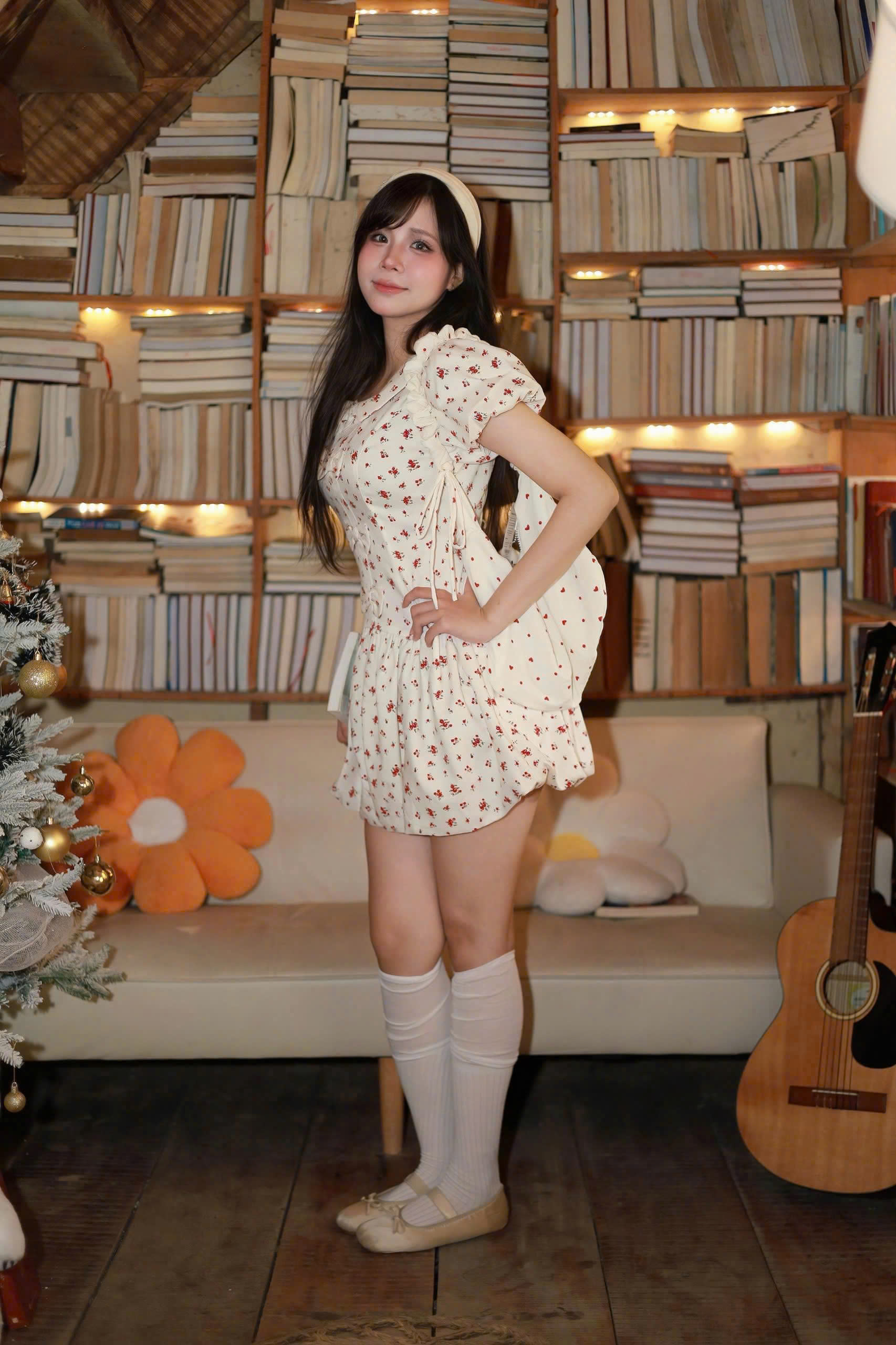 D6287 - Đầm bí phối nhiều nơ buộc eo