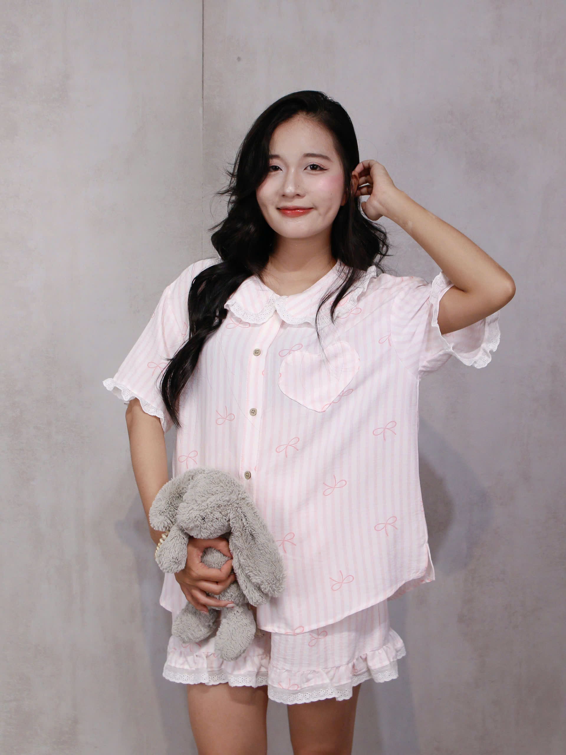 SE1946- SE bộ 2 món phối ren túi trái tim 2609