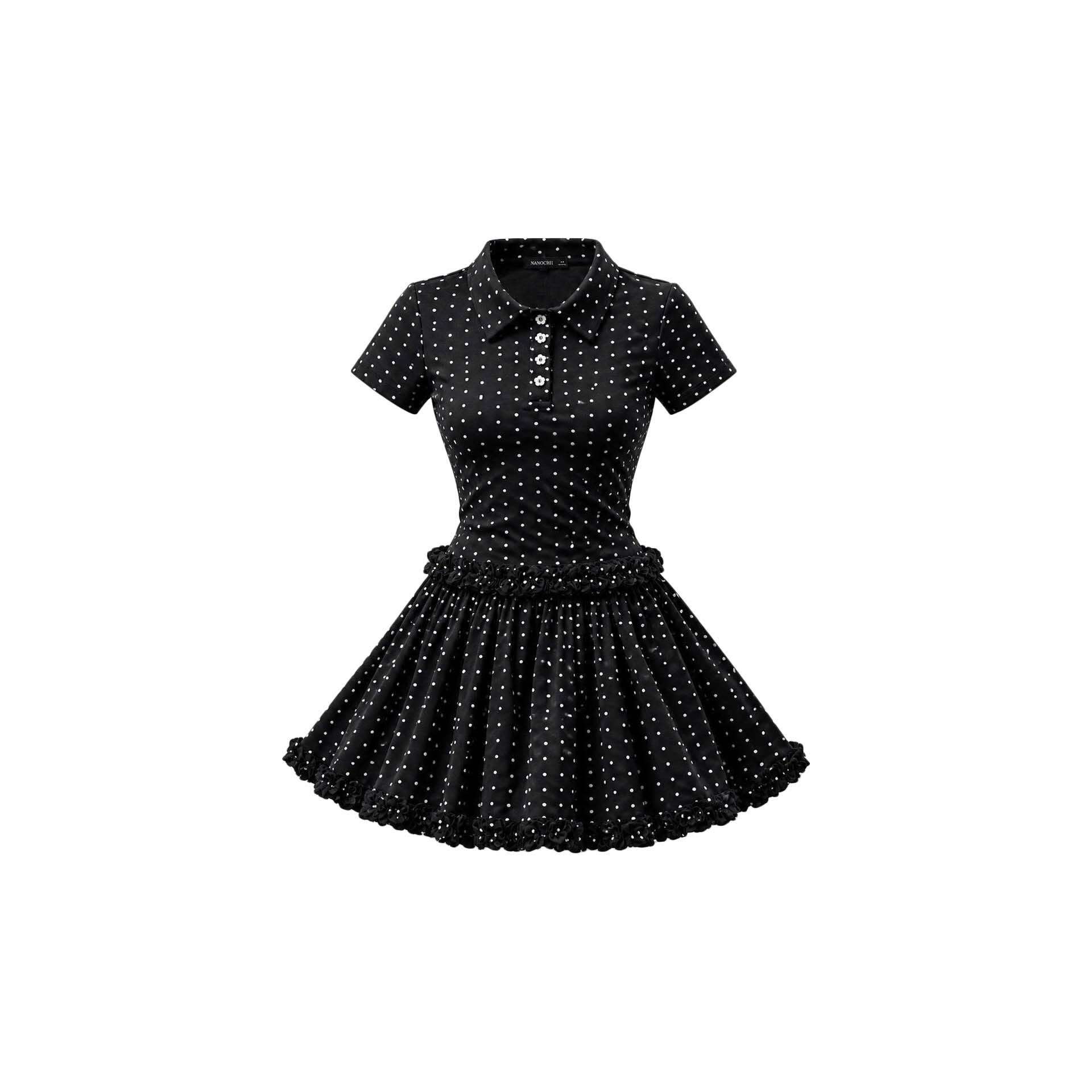 D6299 - Đầm polo nữ dáng xòe viền bèo