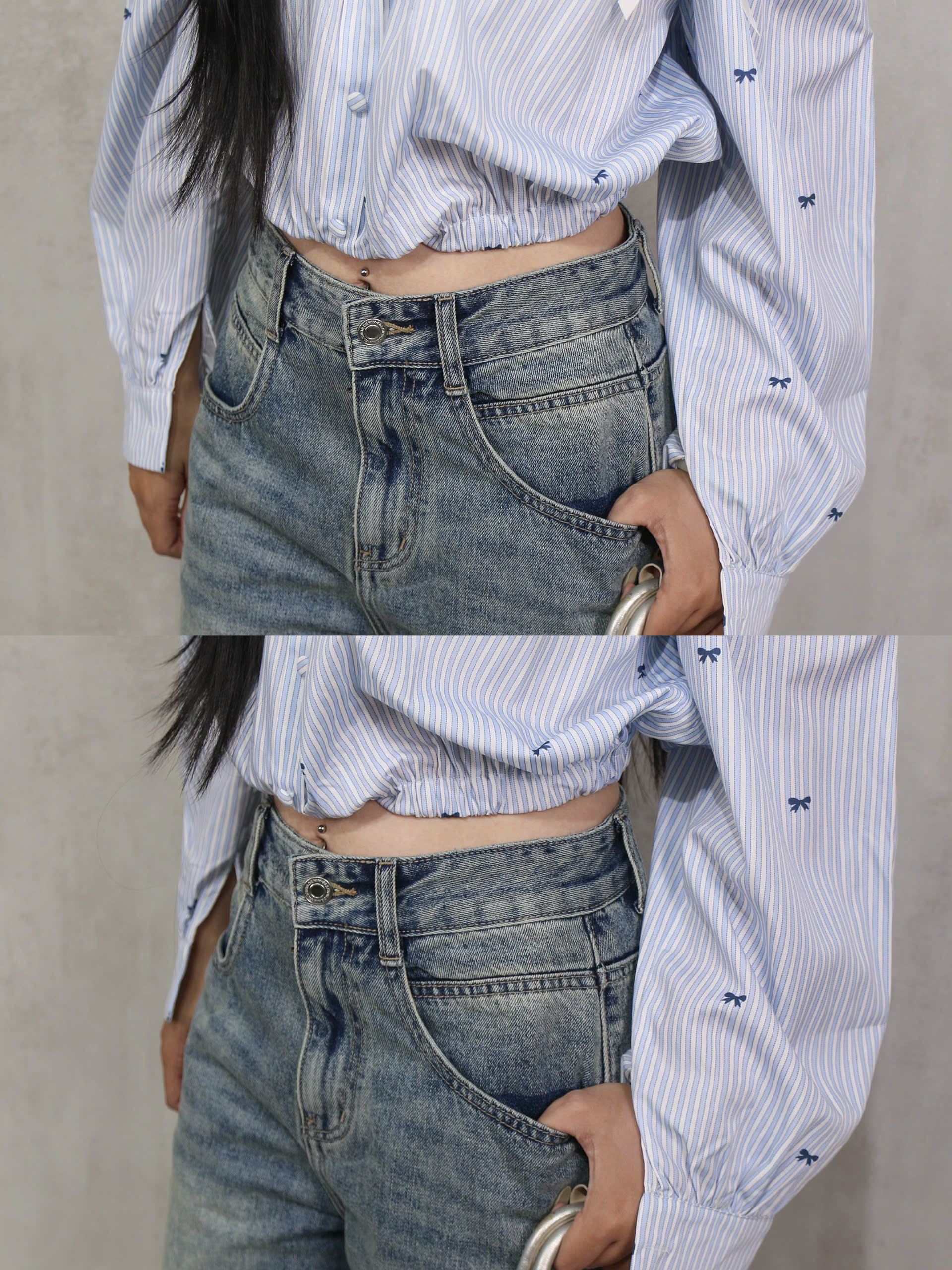 Q9771 - Q Culottes Jeans túi bầu rã túi