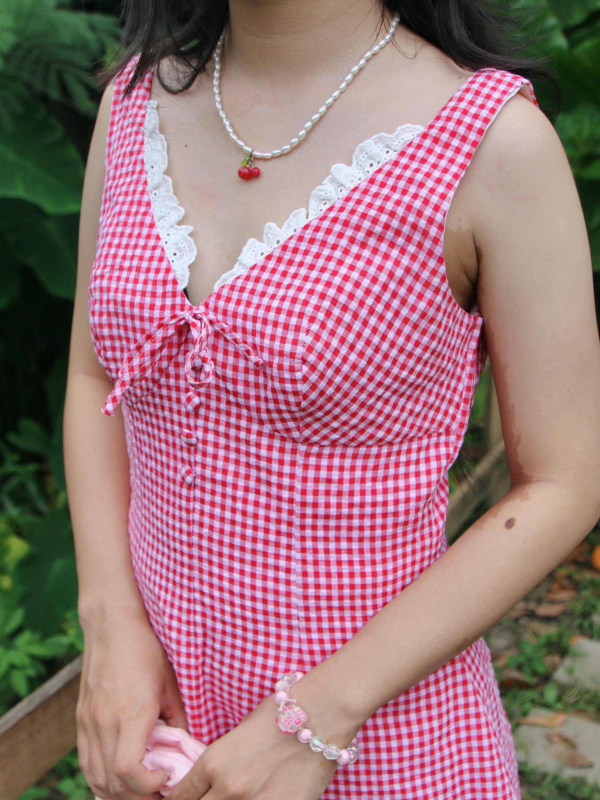 D6135 - D caro phối ren đính nơ