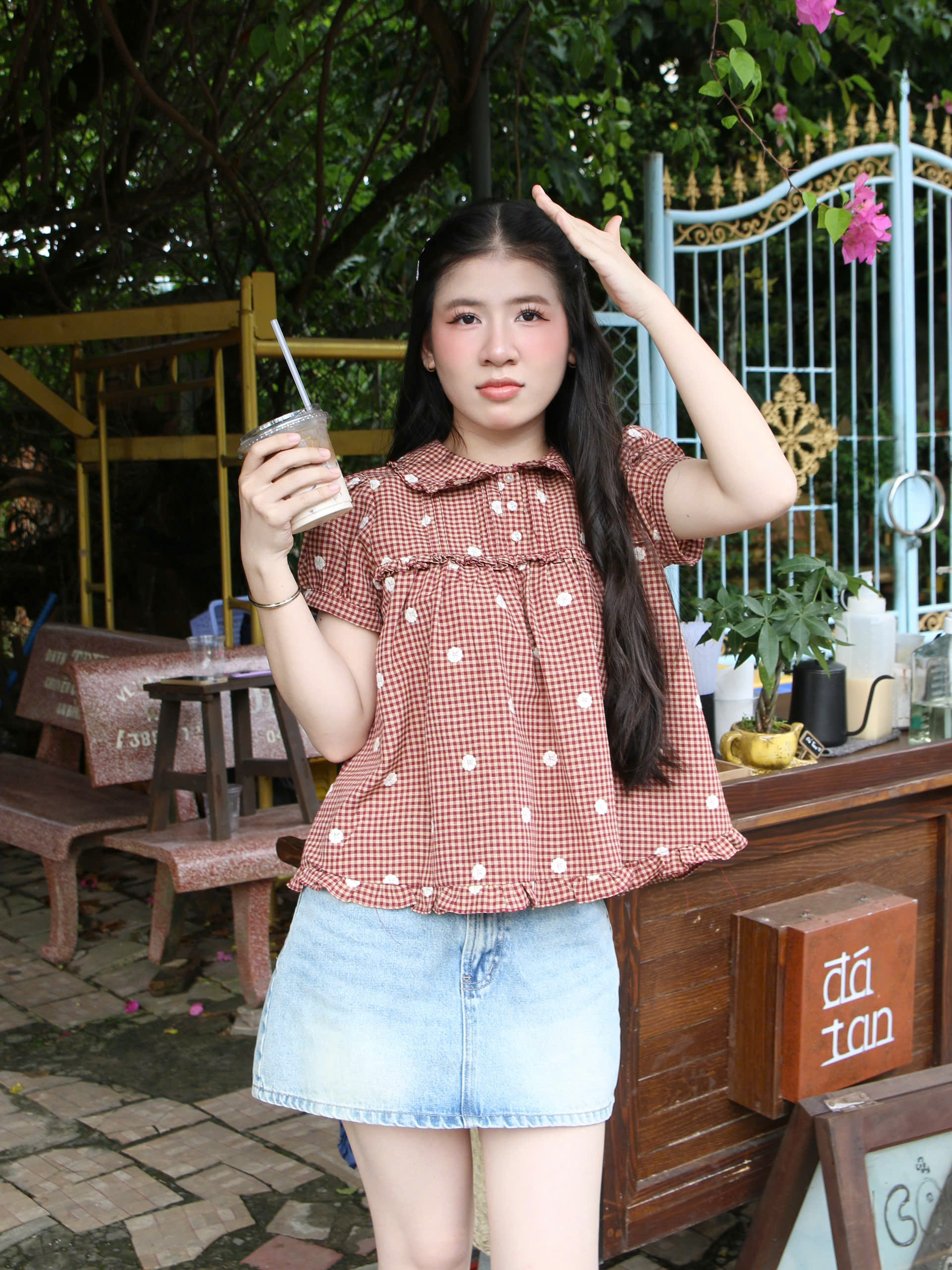 A29965 -Áo babydoll cổ sen dún bèo
