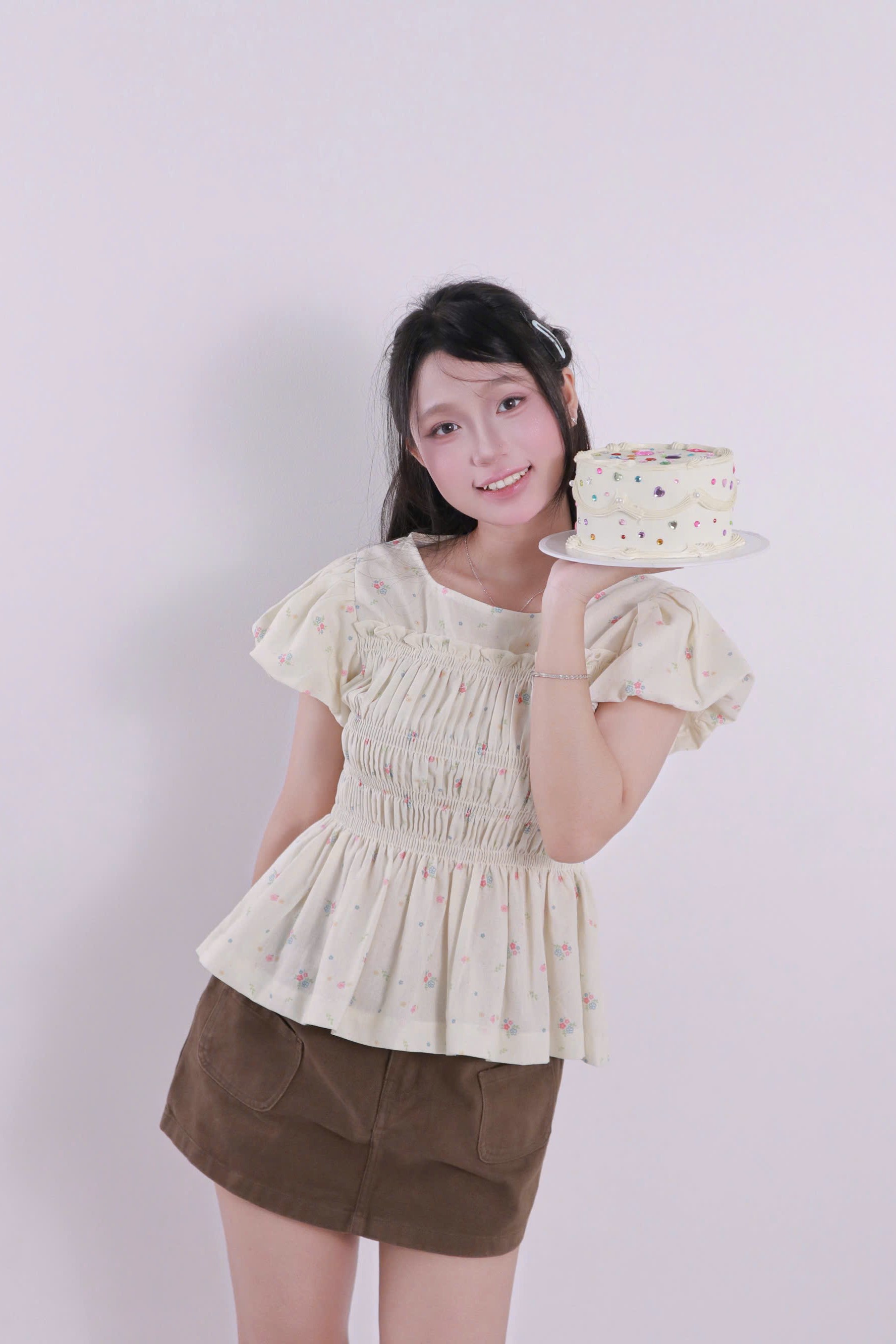 A29996- Áo kiểu cổ tròn dún thun ôm tay bí