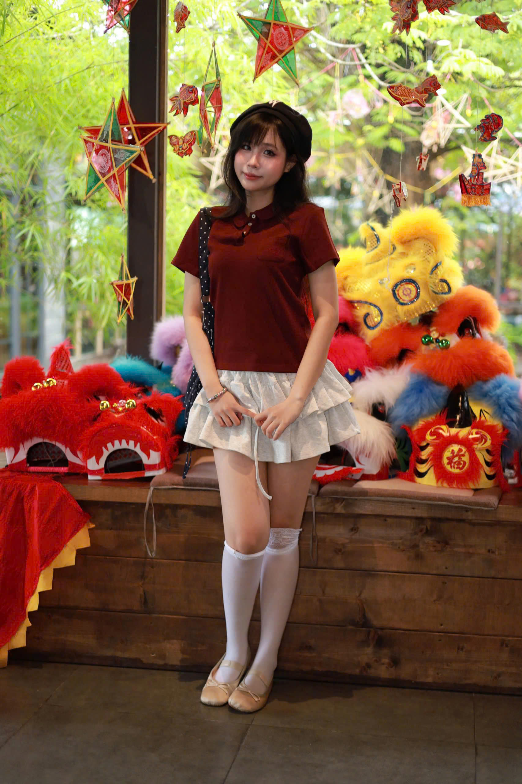 V4145 - Váy thun cotton ngắn 2 tầng buộc nơ