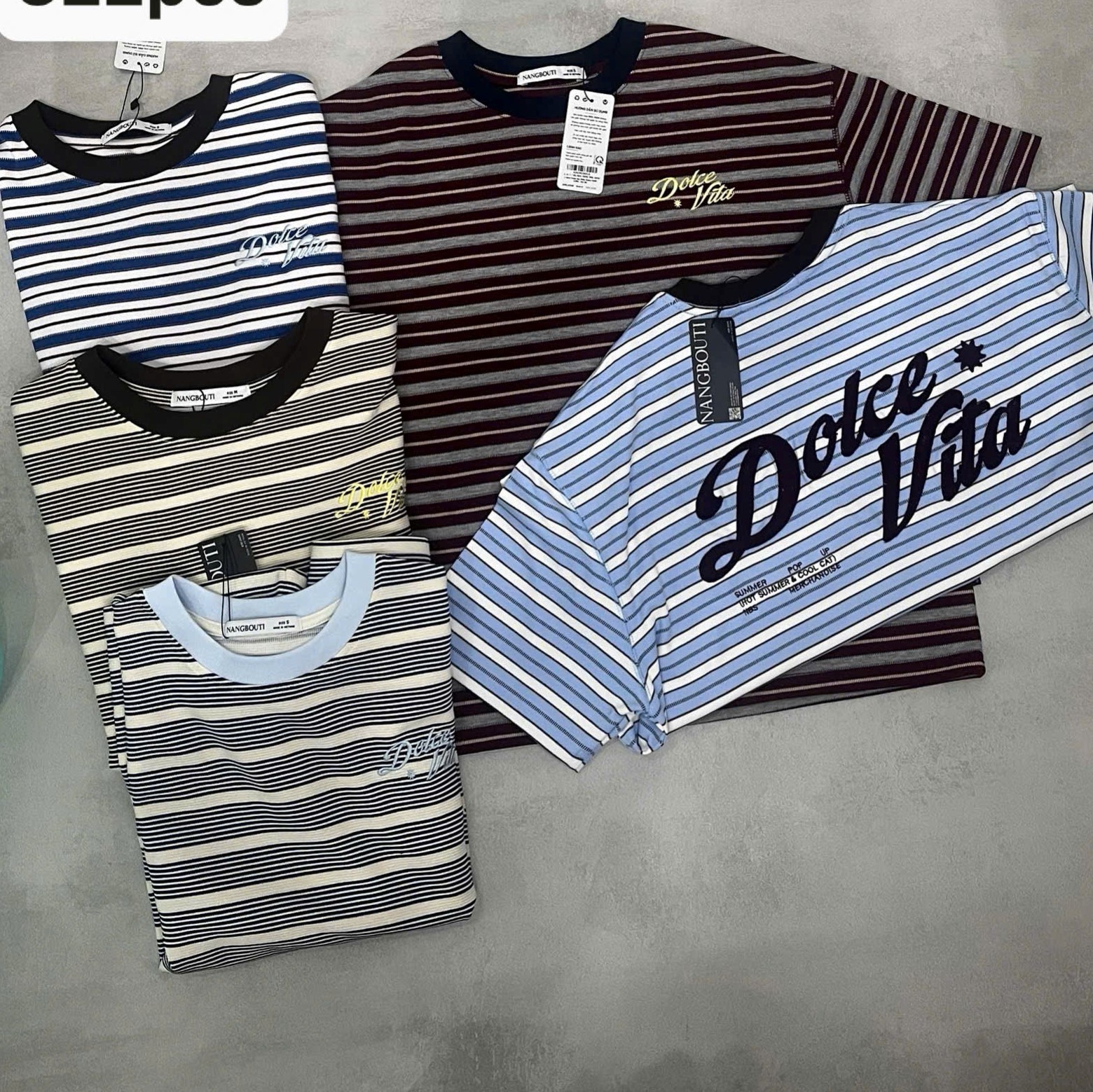A29781- Áo thun boxy sọc thêu Dolce