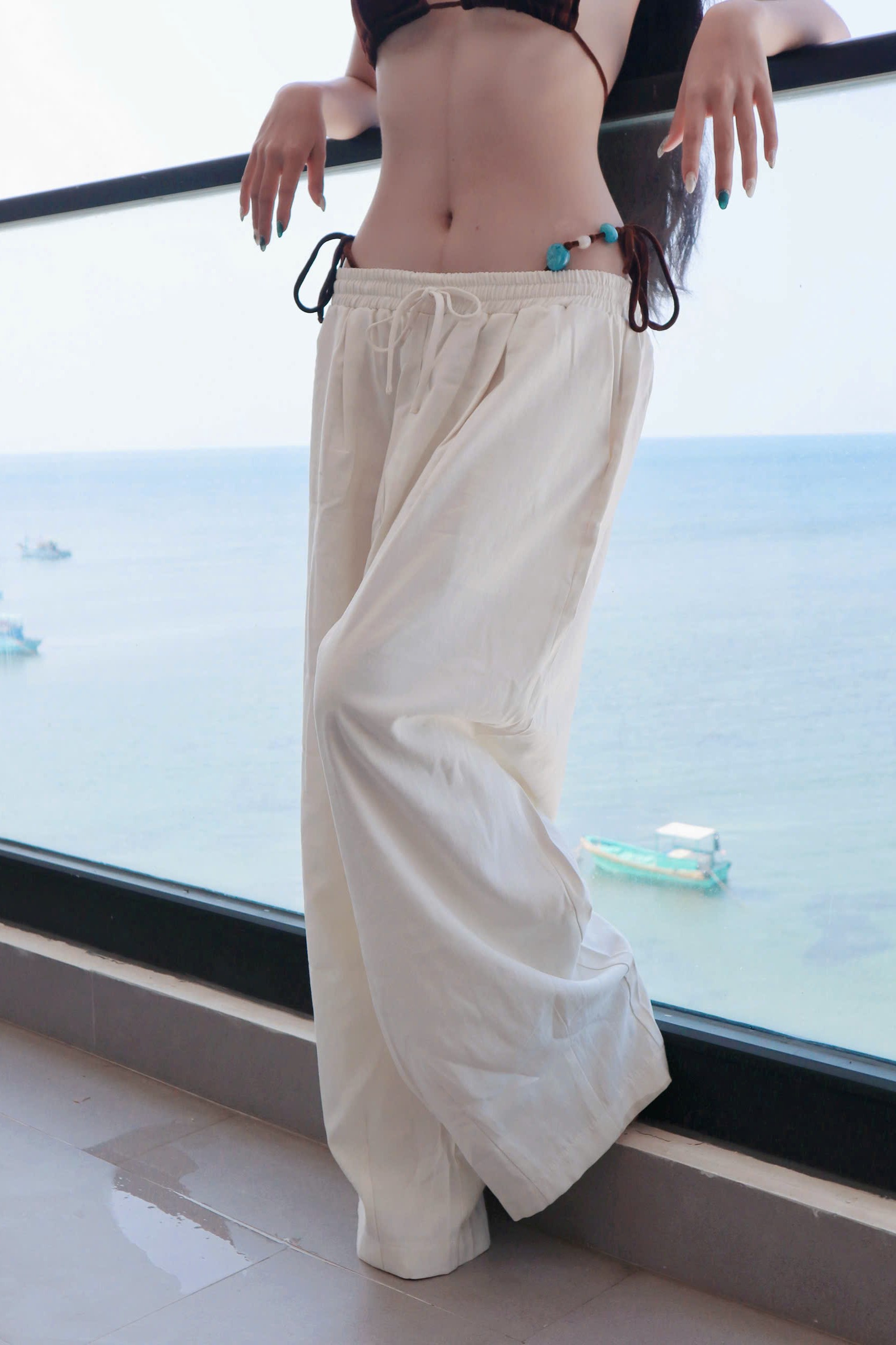 Q9789-  Q vải ống cong lưng thun