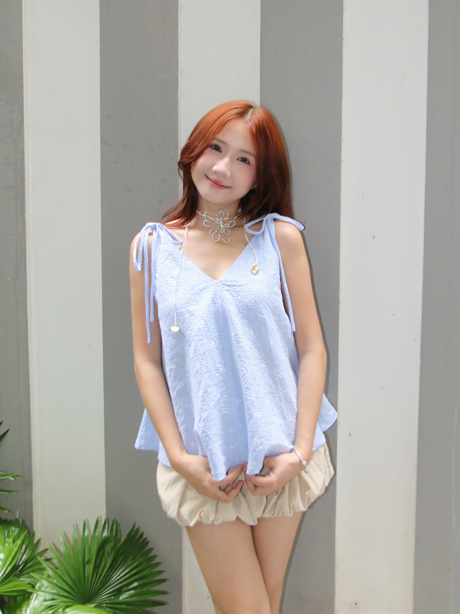 A29810 - Áo cổ V dây xoắn rã giữa