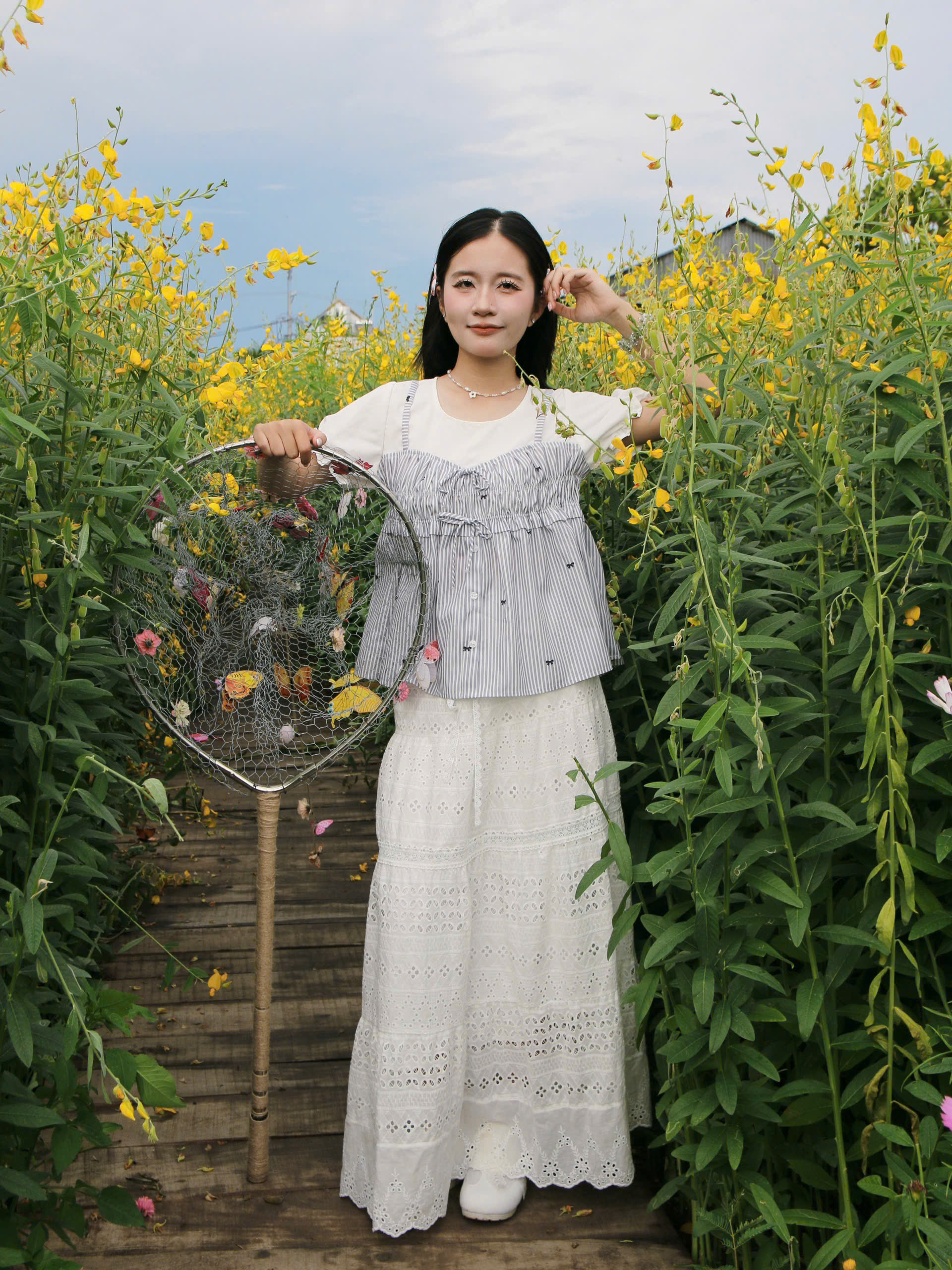 A28691 - A babydoll kiểu phối dún ngực