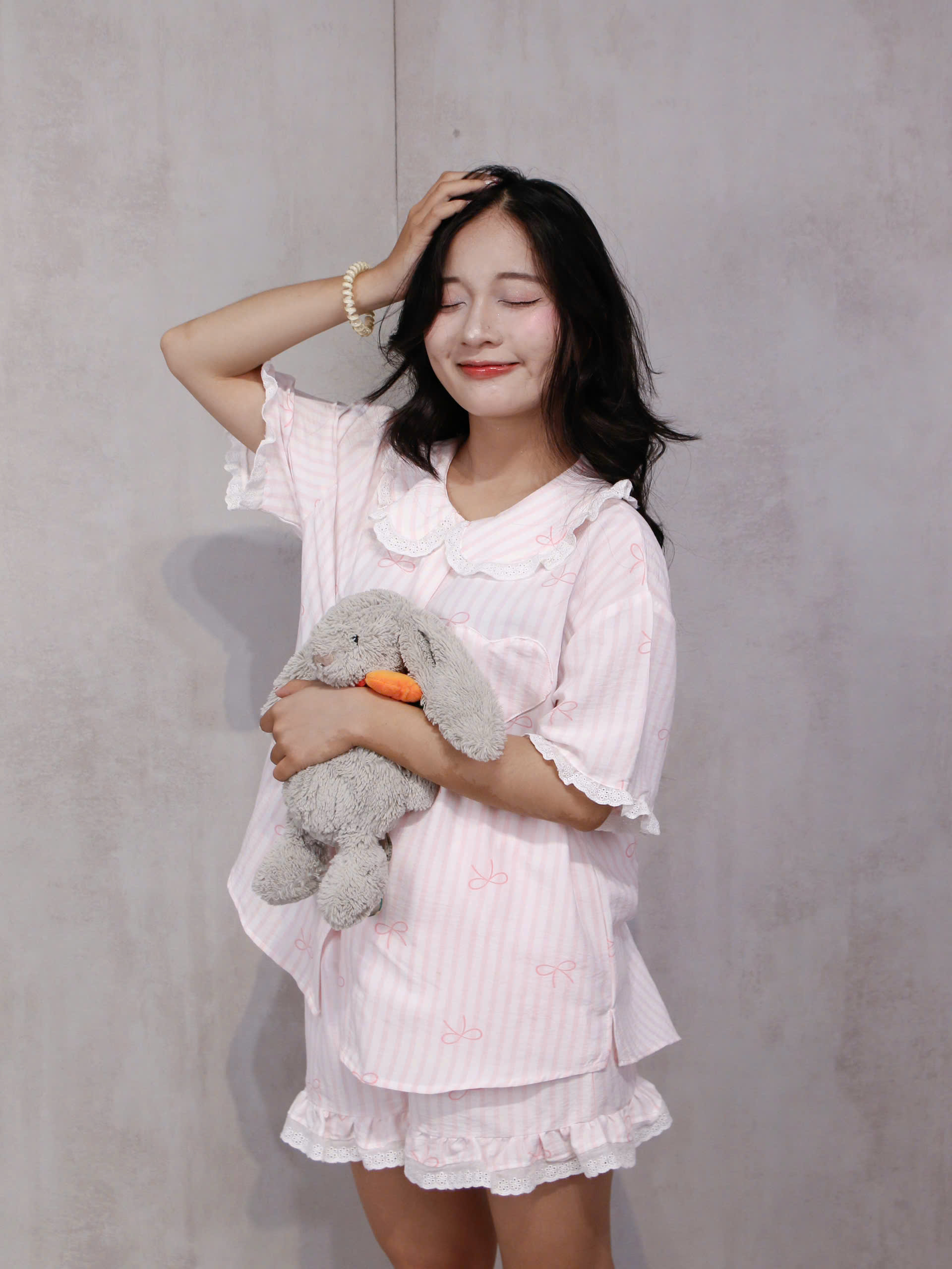 SE1946- SE bộ 2 món phối ren túi trái tim 2609