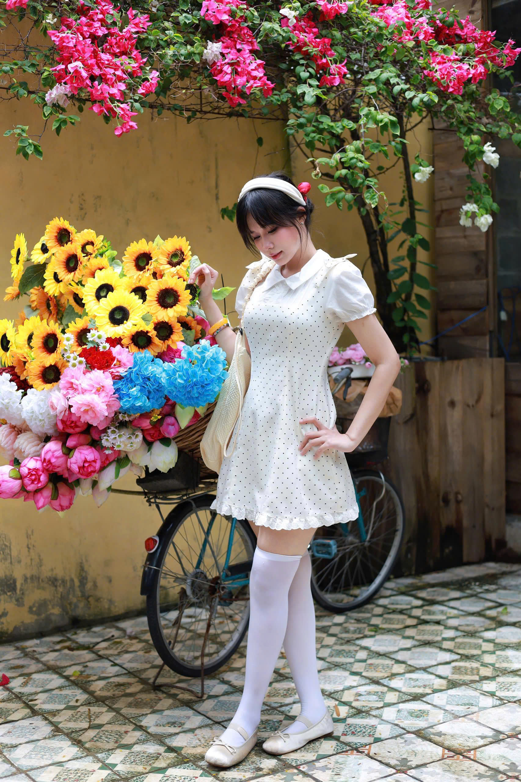D6297-	Đầm kiểu mix nơ 2 bên vai