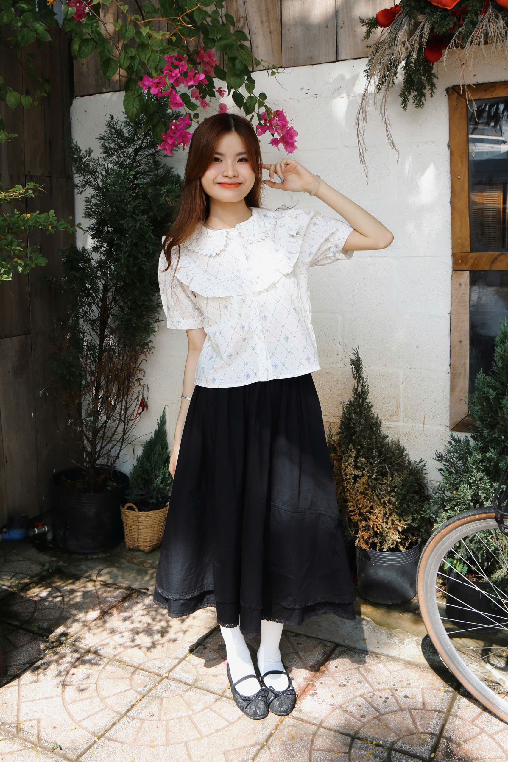 A29210 - A kiểu cổ sen tay bí phối bèo&ren