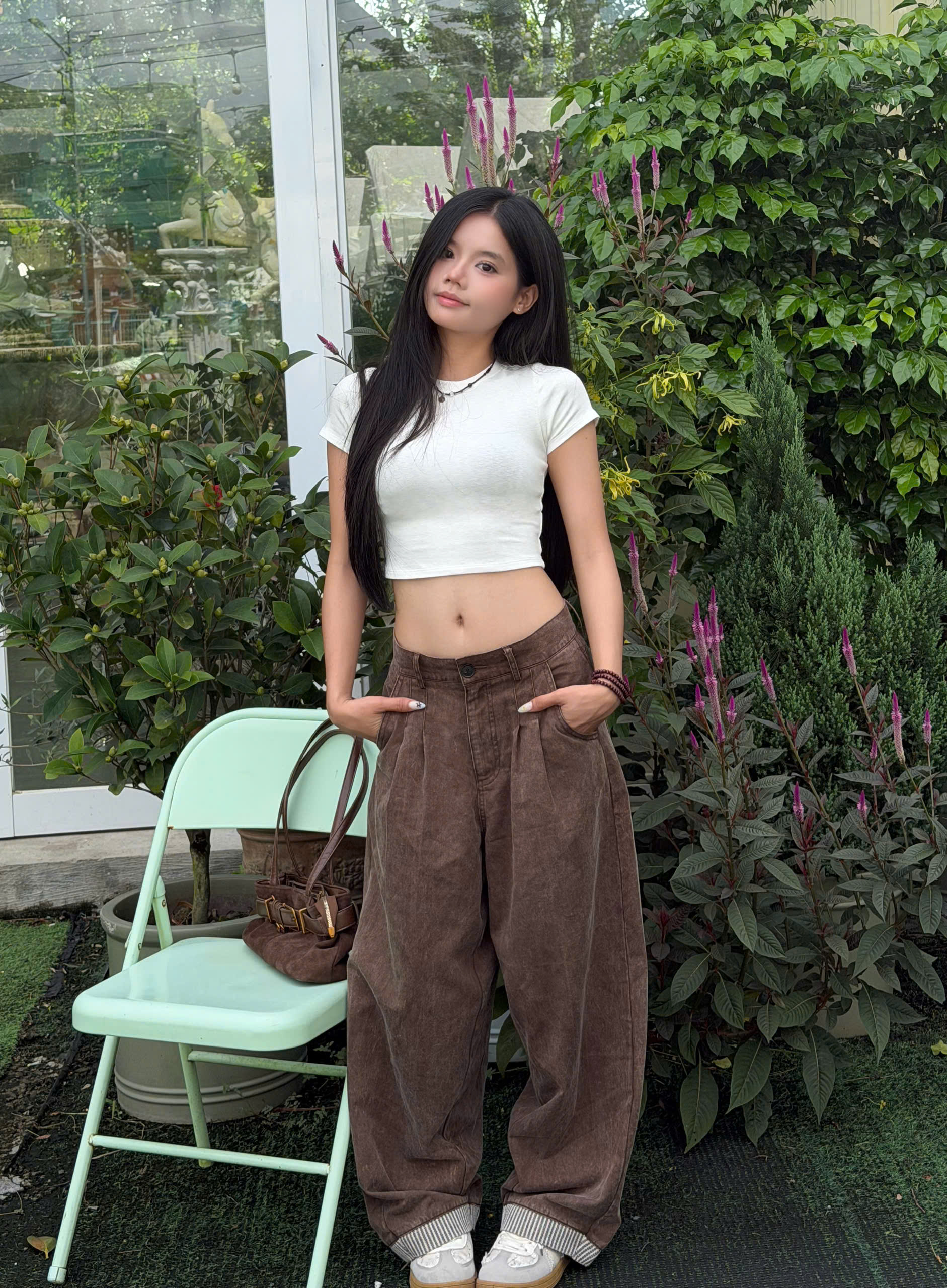 Q9839 - Quần dài ống cong phối lai wash a.x.i.t