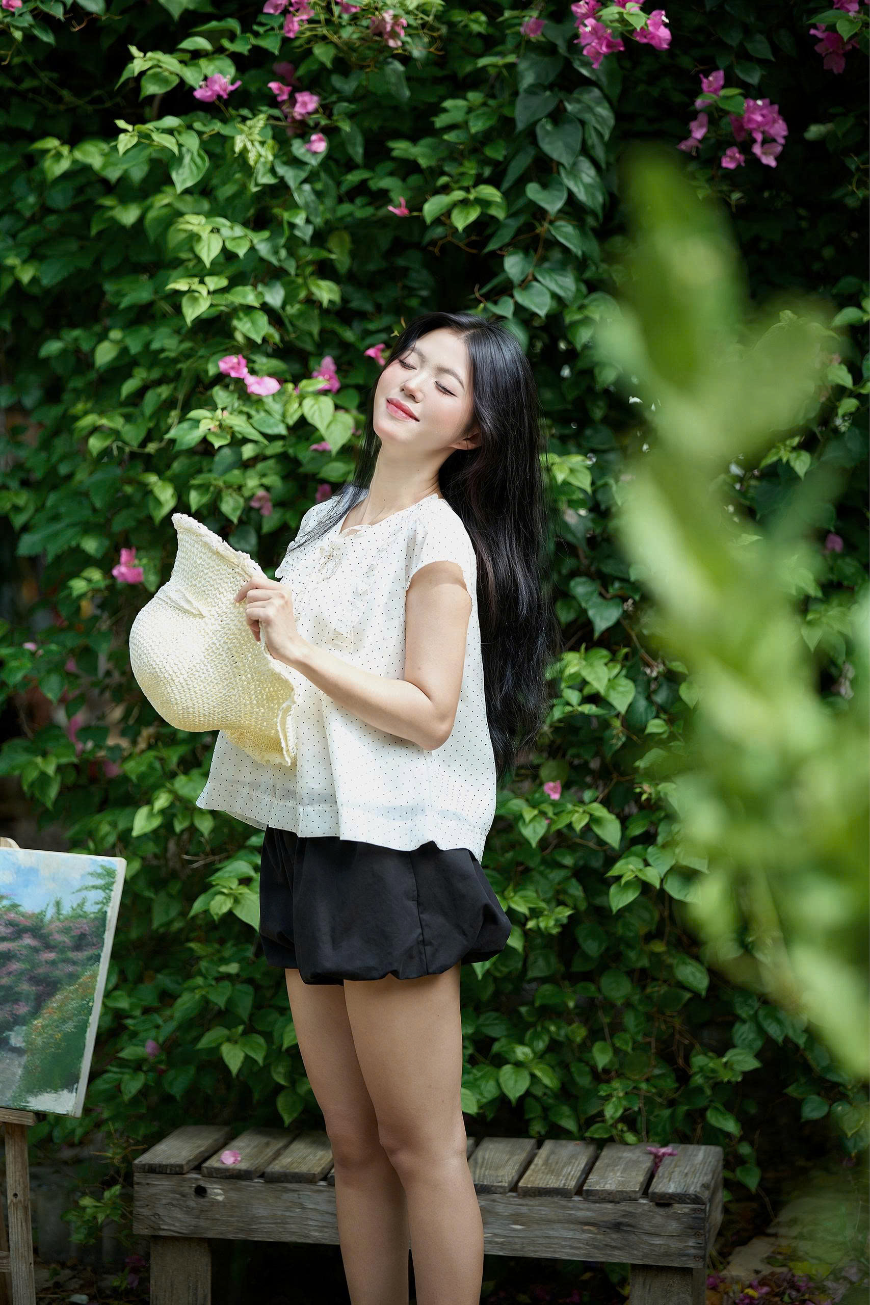 A29784- Áo kiểu phối bèo buộc nơ