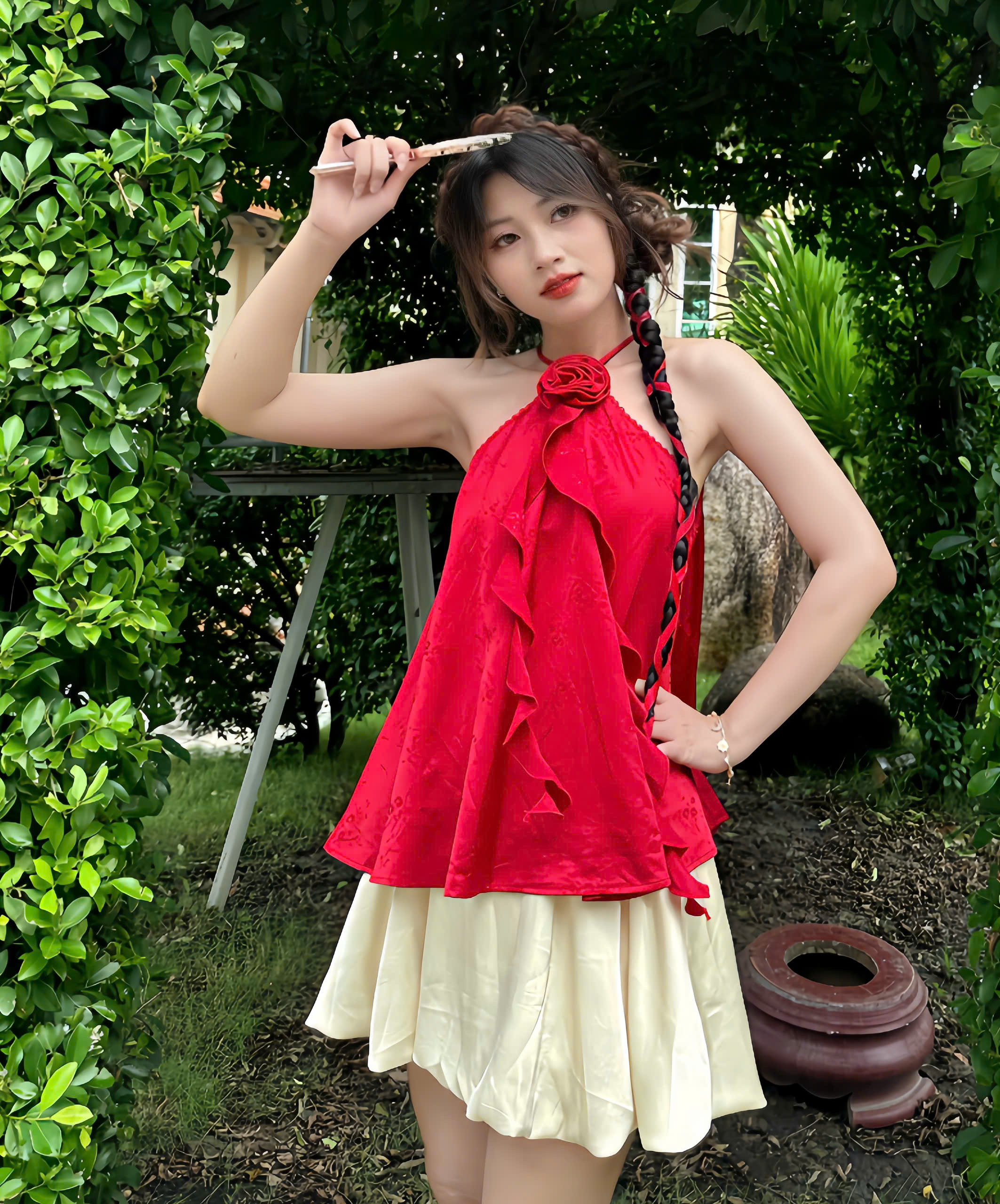 SE1960 - SE yếm phối ren váy bí