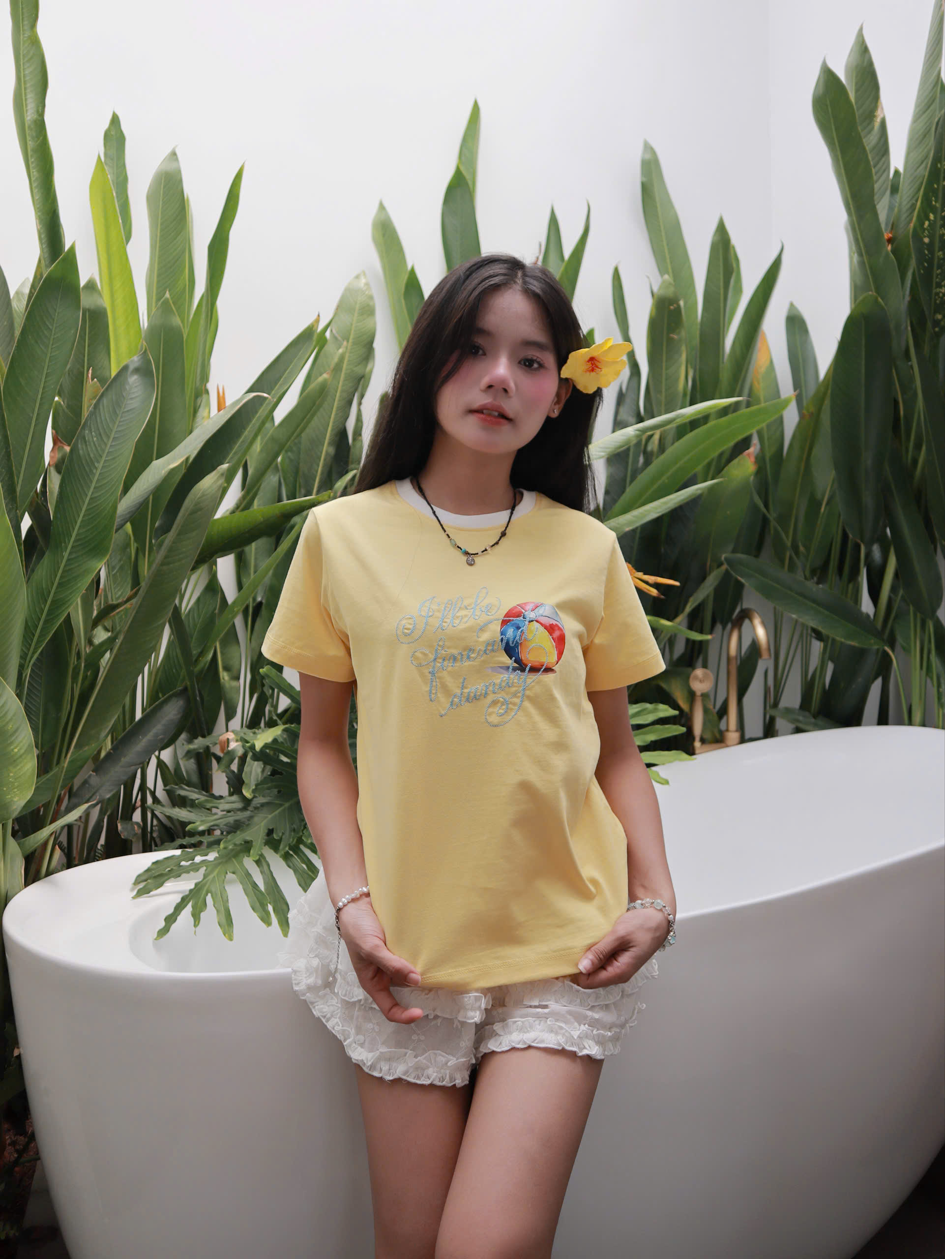 A29714-	A thun gọn phối cổ in thêu quả bóng I'll be