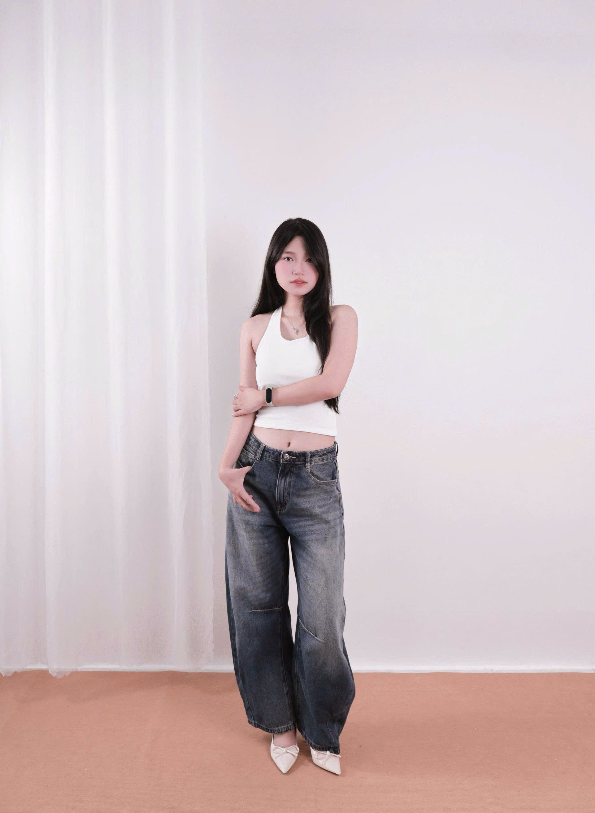 Q9857 - Quần Jean nữ ống cong basic