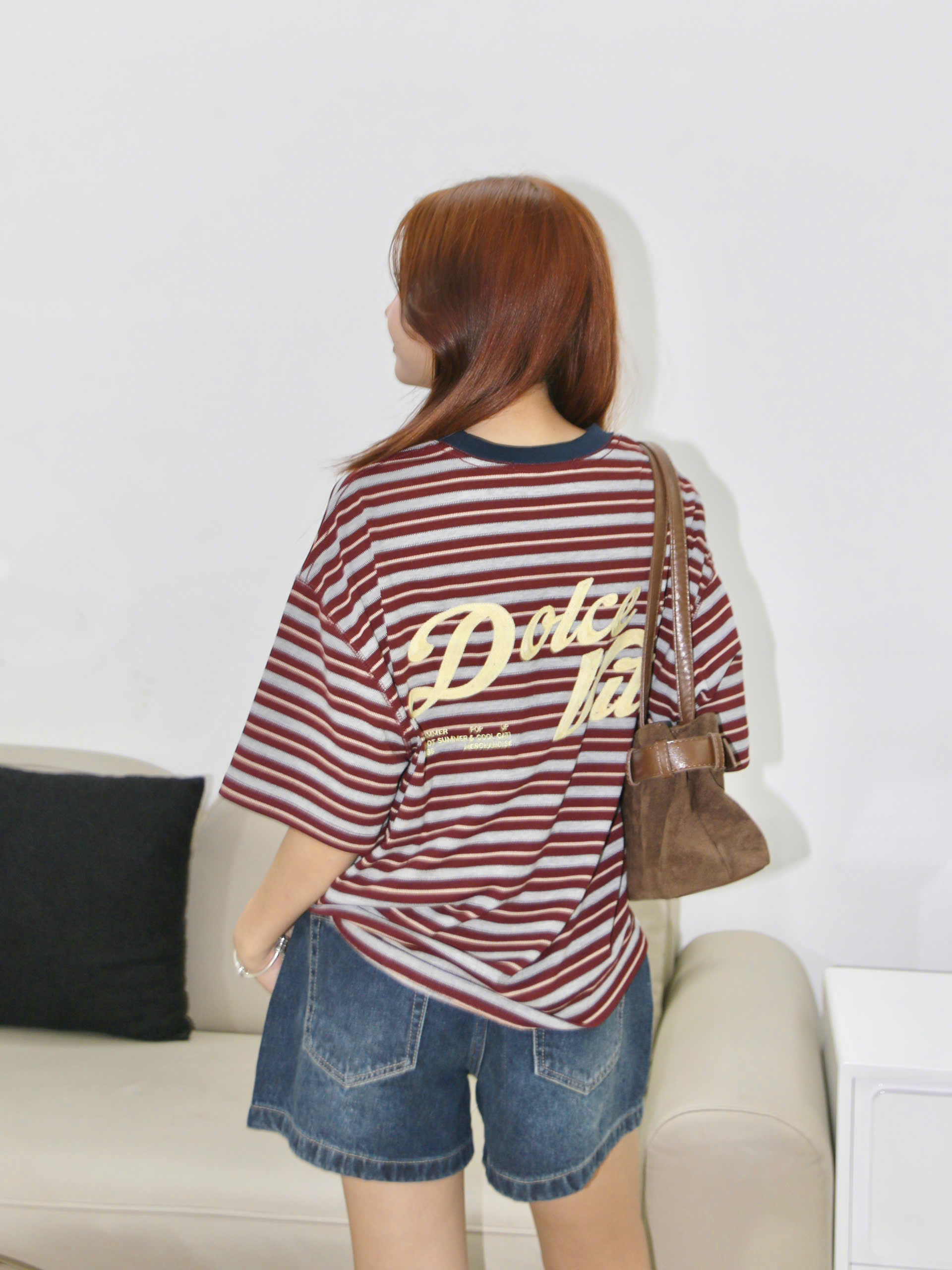 A29781- Áo thun boxy sọc thêu Dolce