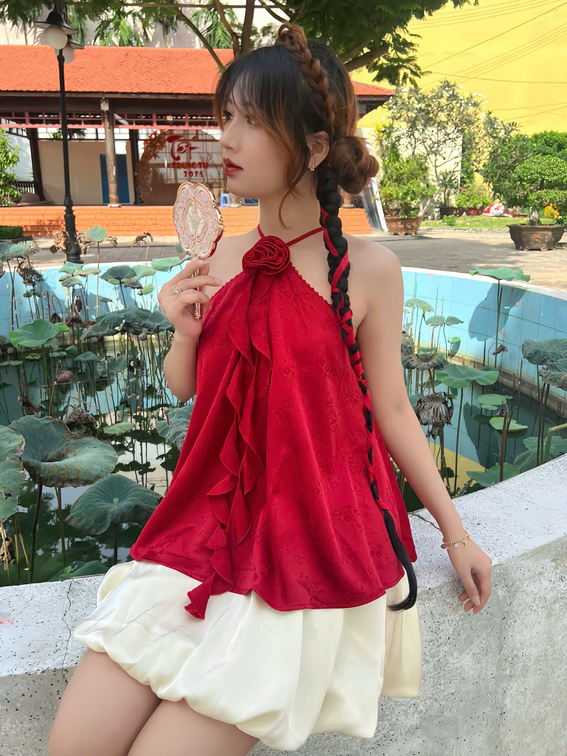 SE1960 - SE yếm phối ren váy bí