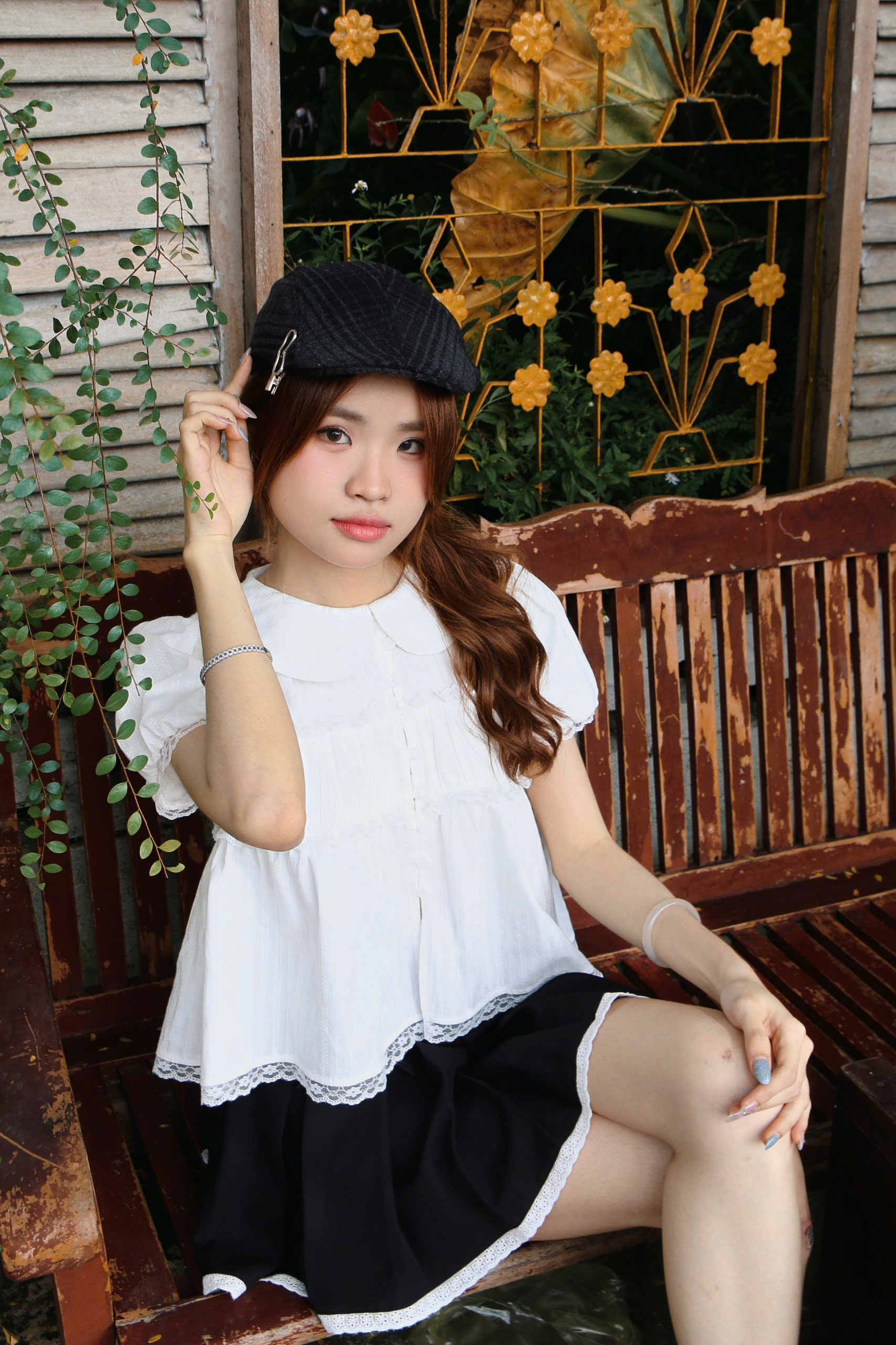 A29283 - A babydoll cổ sen phối ren