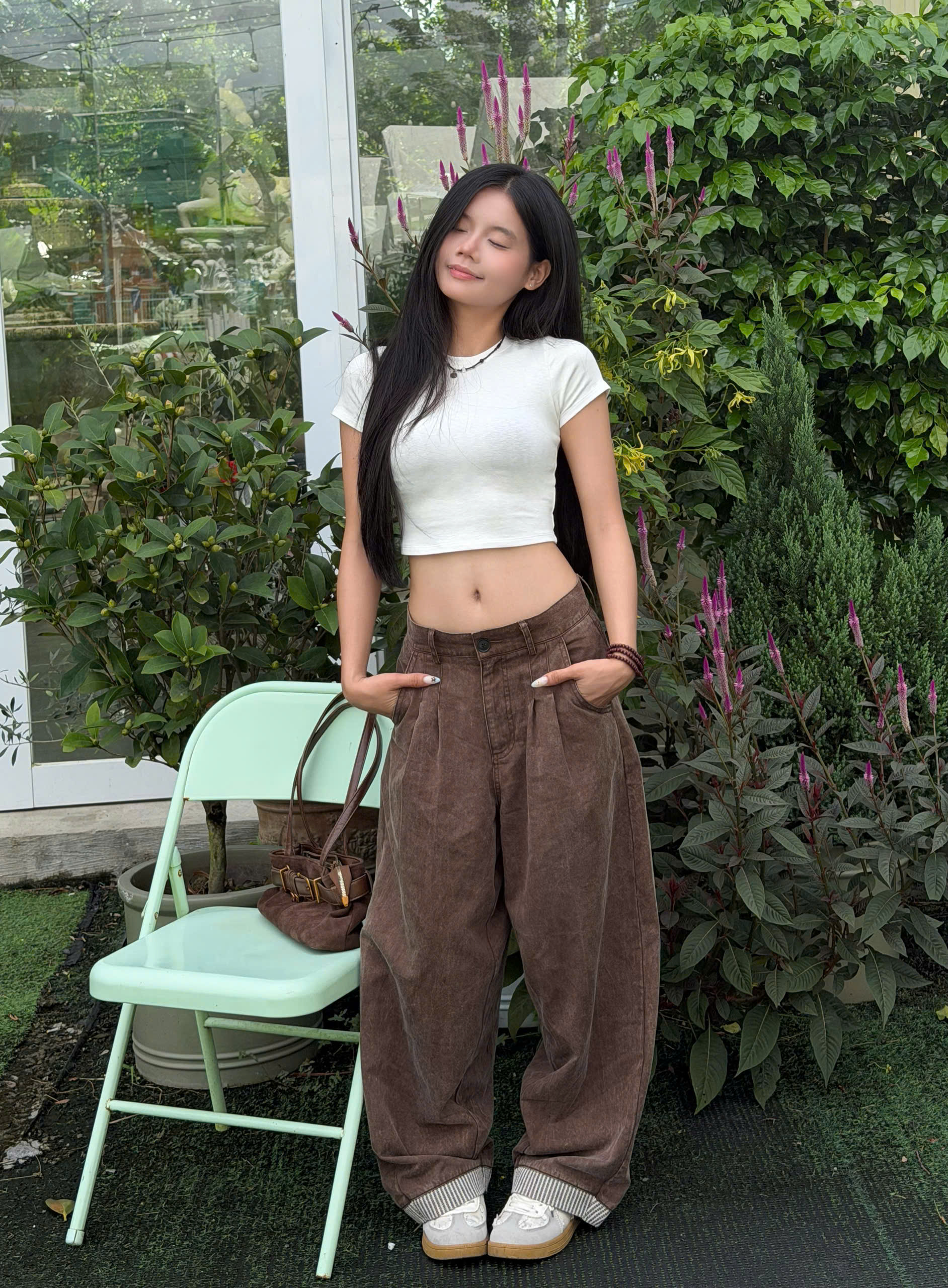 Q9839 - Quần dài ống cong phối lai wash a.x.i.t