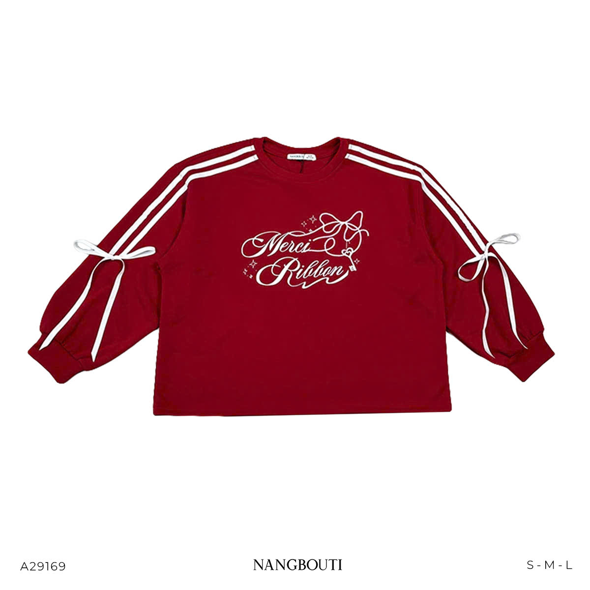 A29169 - A sweater phối ruy băng in thêu Merci Ribbon