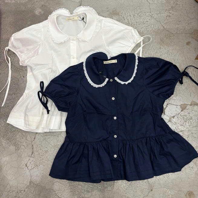 A29592 - A babydoll cổ sen tay buộc dây