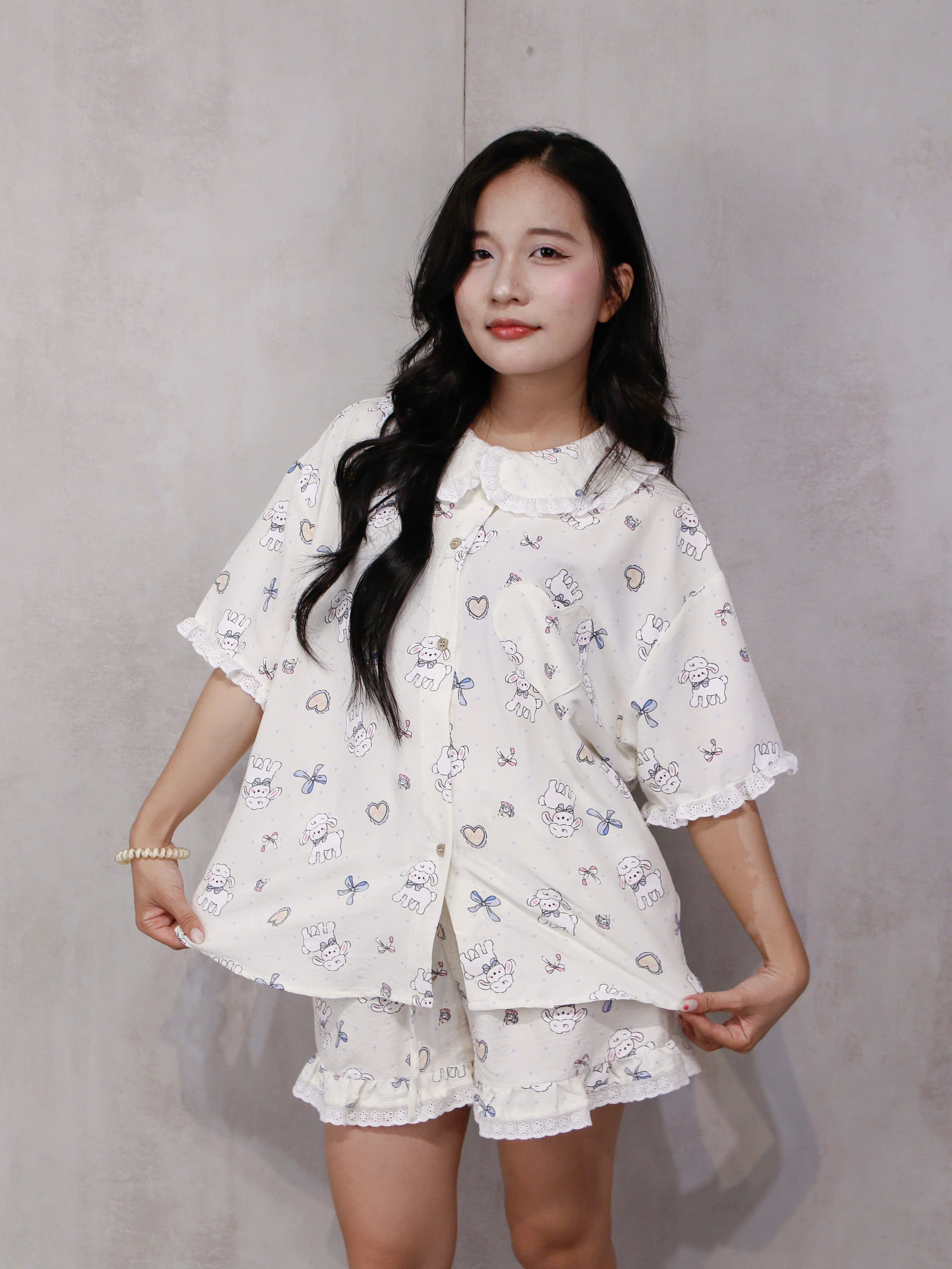 SE1946- SE bộ 2 món phối ren túi trái tim 2609