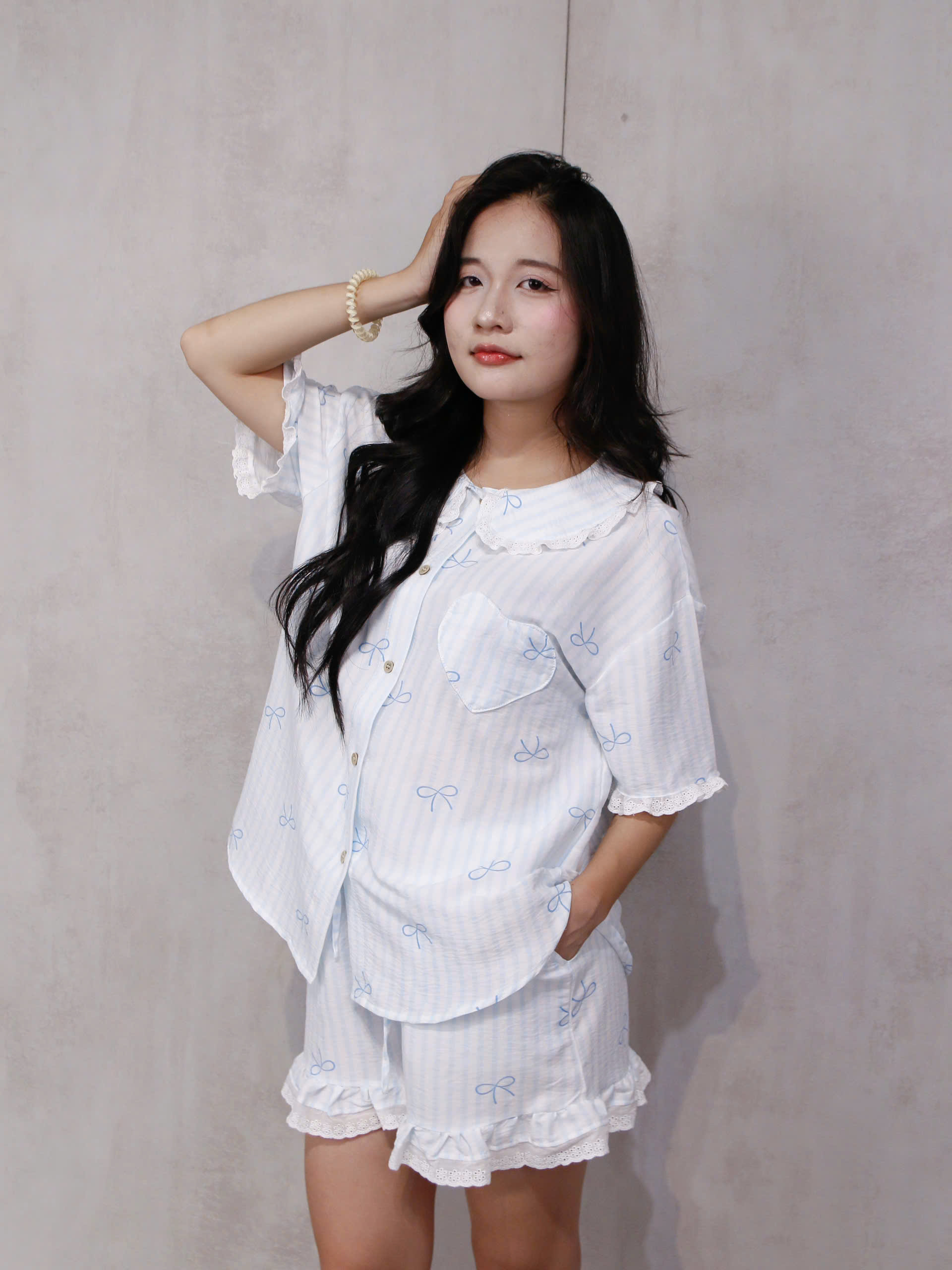 SE1946- SE bộ 2 món phối ren túi trái tim 2609