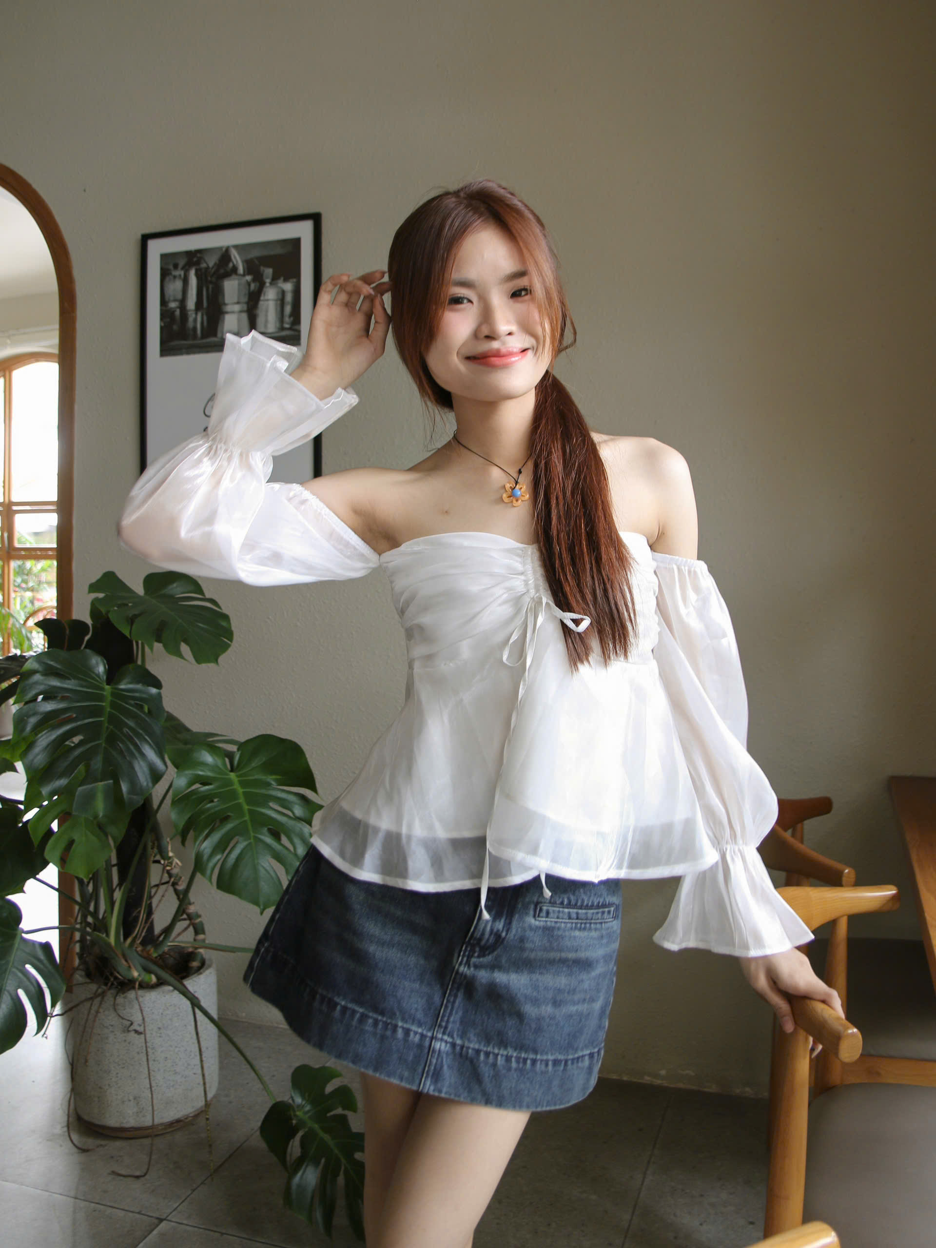 A29162 - A kiểu dún ngực trễ vai