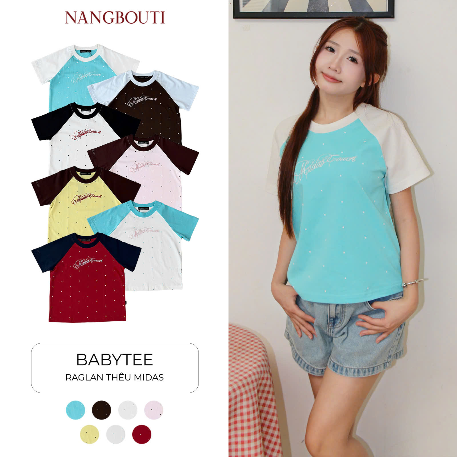 A29893 - Áo babytee raglan thêu Midas Touch
