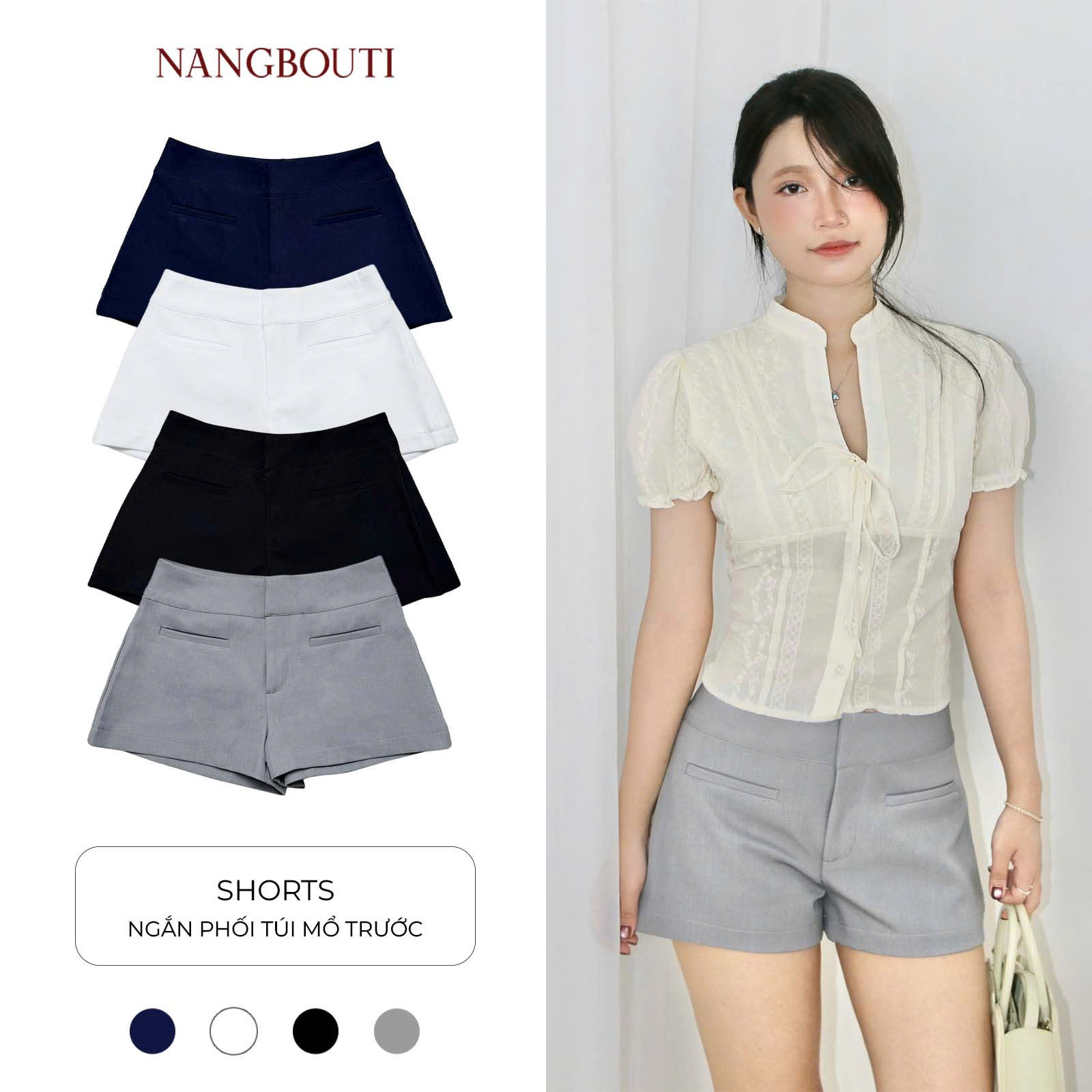 S3691 - Short kaki hàn túi mổ trước
