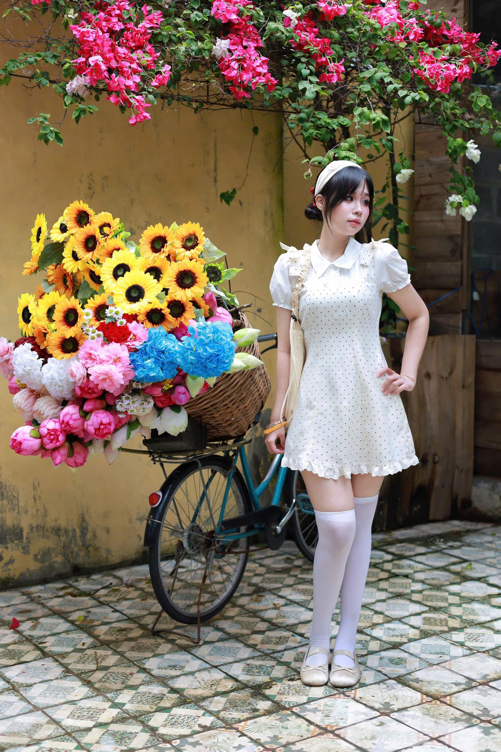 D6297-	Đầm kiểu mix nơ 2 bên vai