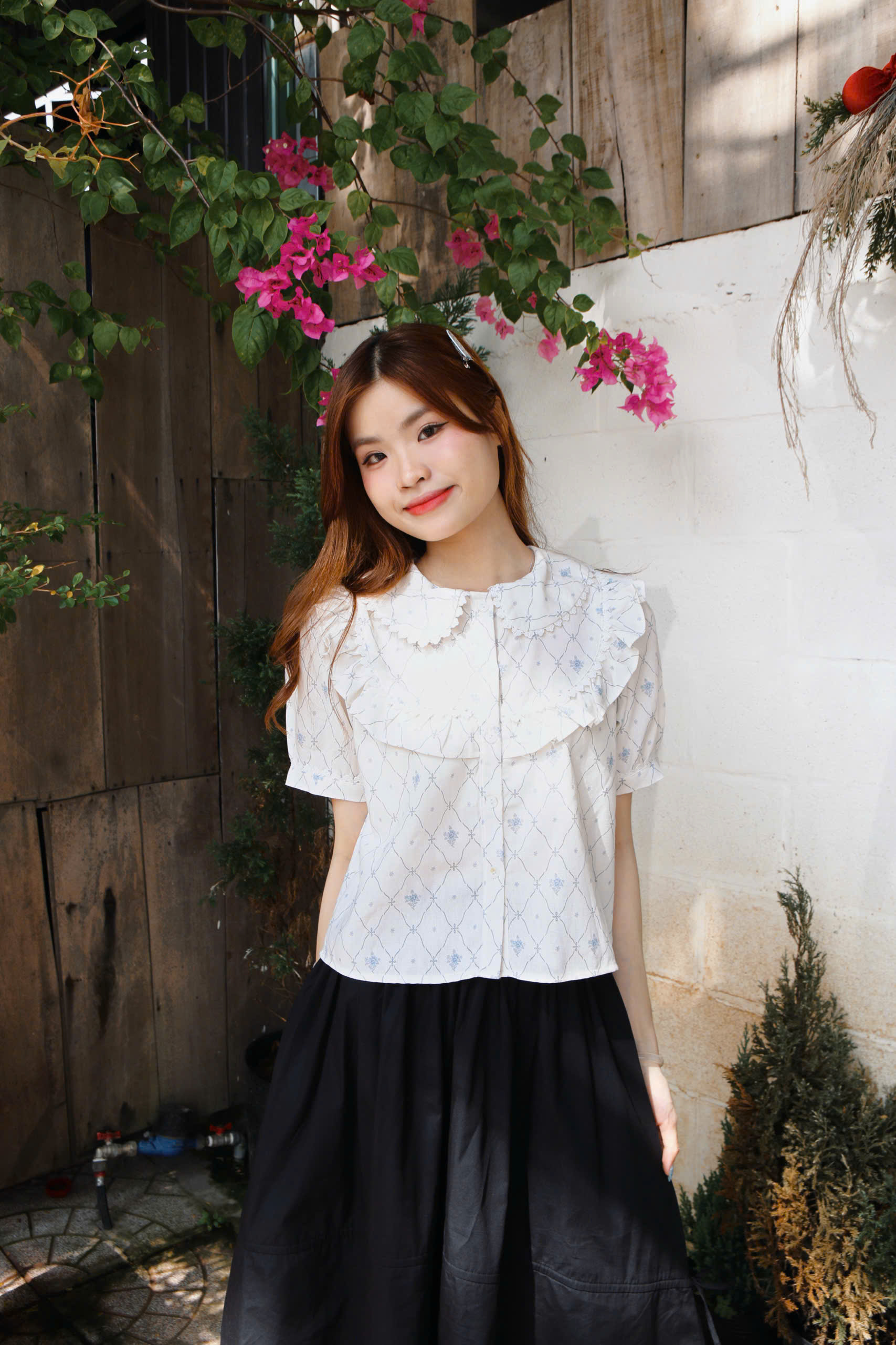 A29210 - A kiểu cổ sen tay bí phối bèo&ren