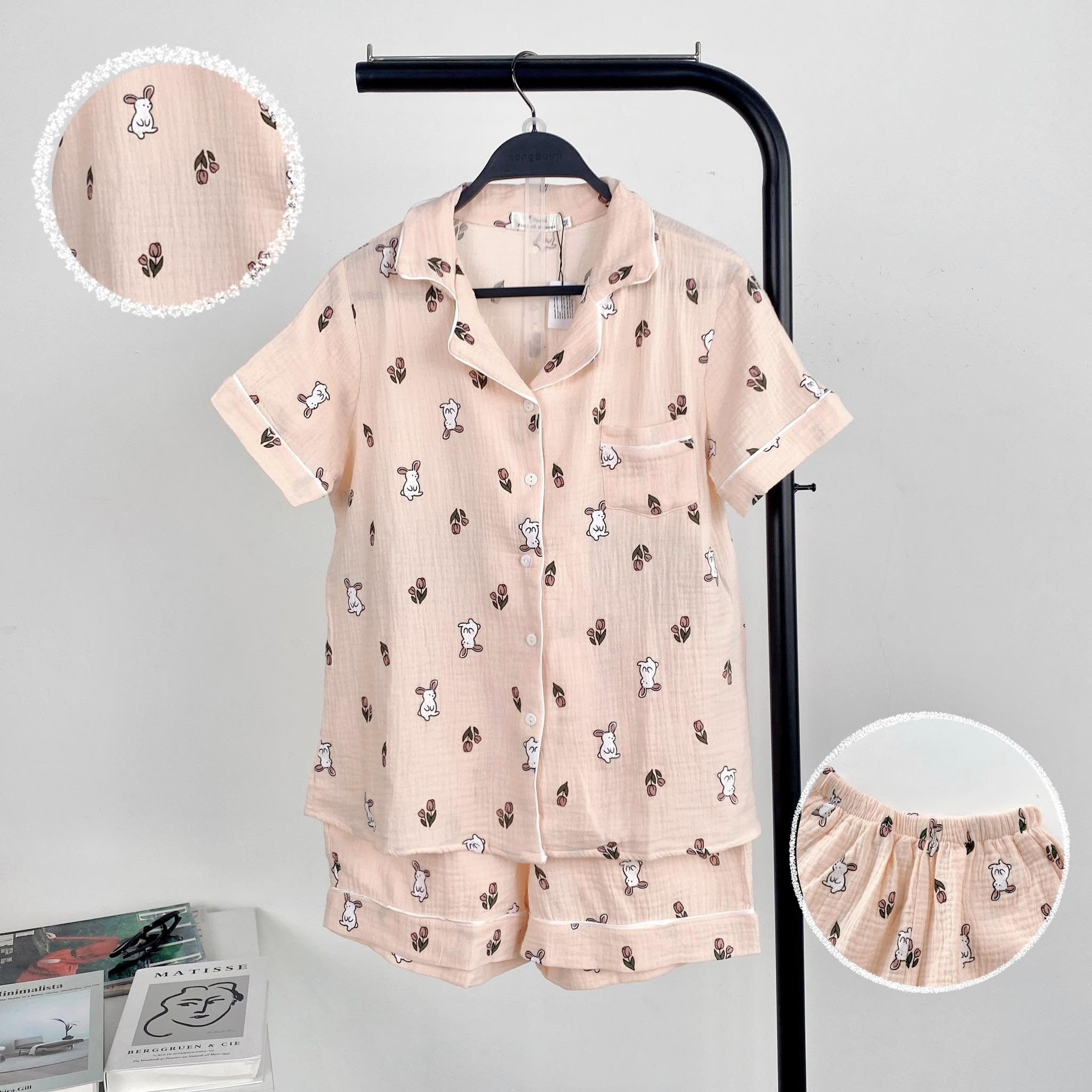 SE1439 - SE muslin TCQC viền 1 túi nhỏ