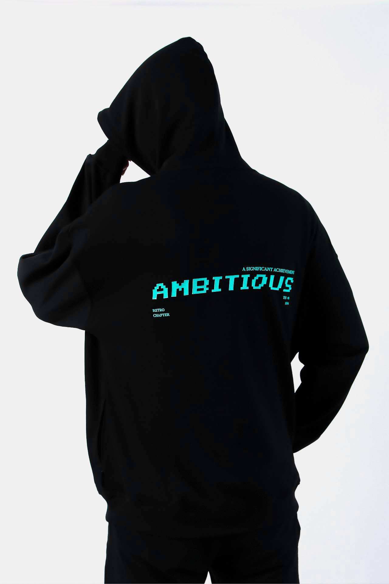 A24833 - A hoodie nam 1010 in & thêu Ambitious