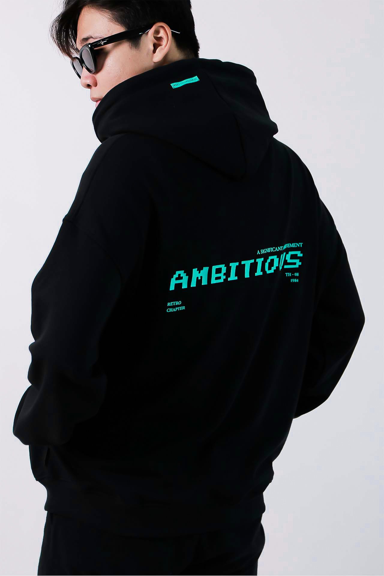 A24833 - A hoodie nam 1010 in & thêu Ambitious