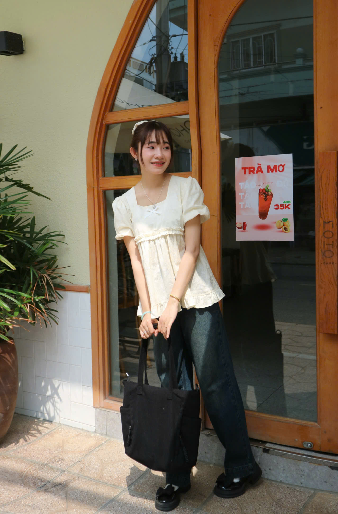 A27460 - A babydoll bèo 2 nơ sau tay búp