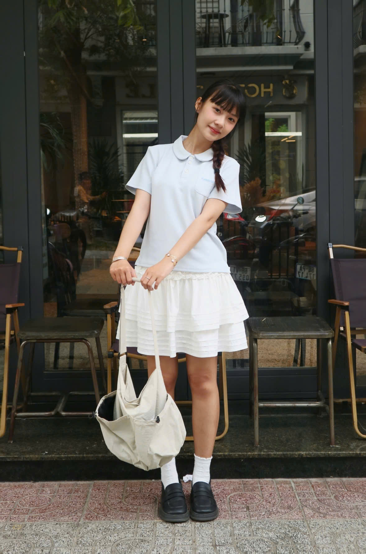 V3743 - V vải ngắn 2 tầng xếp li bèo giữa