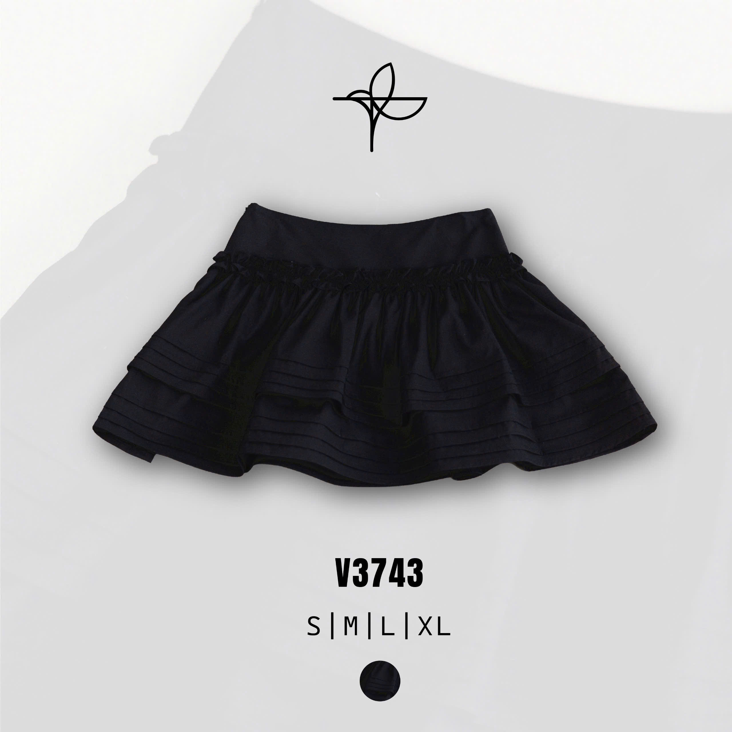 V3743 - V vải ngắn 2 tầng xếp li bèo giữa