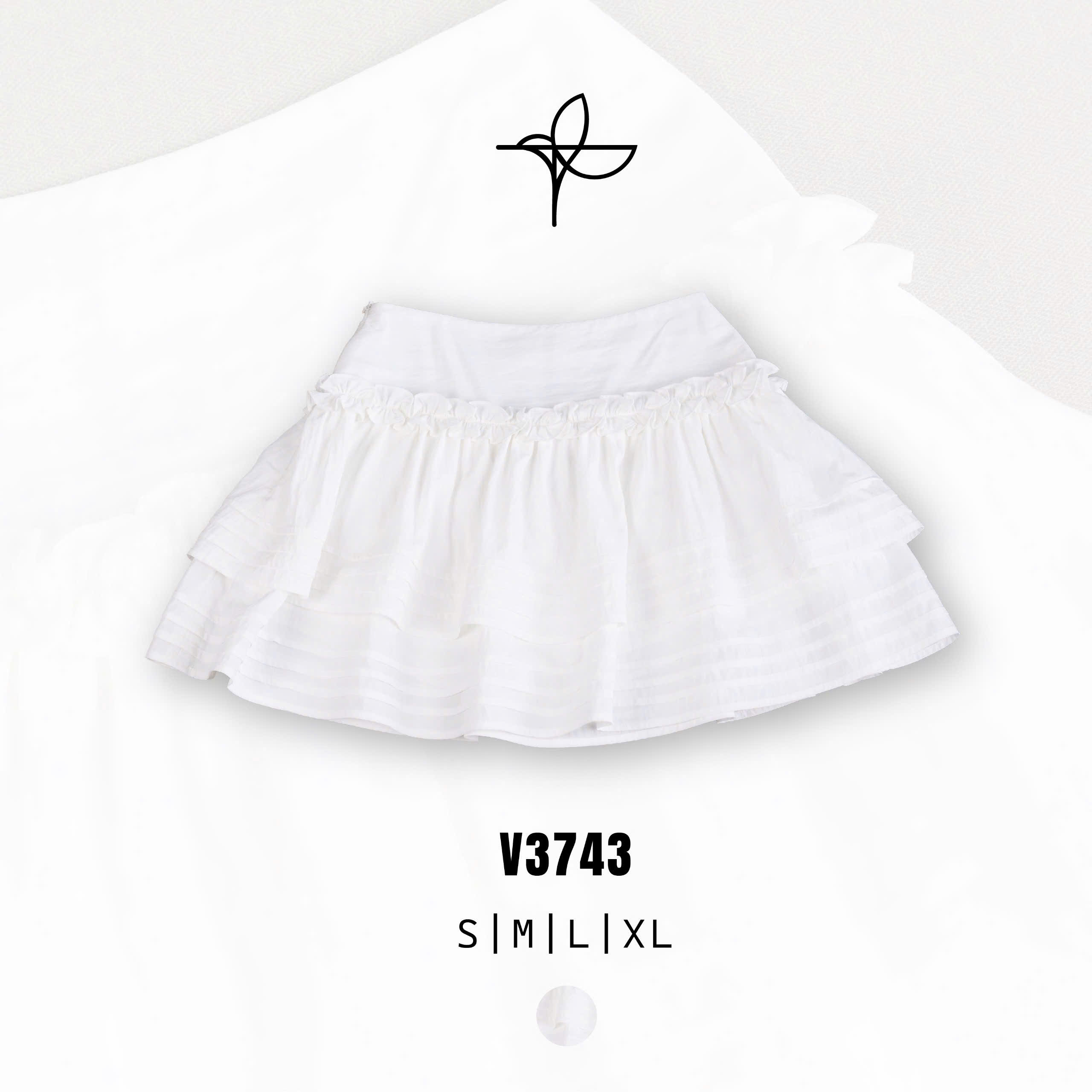 V3743 - V vải ngắn 2 tầng xếp li bèo giữa
