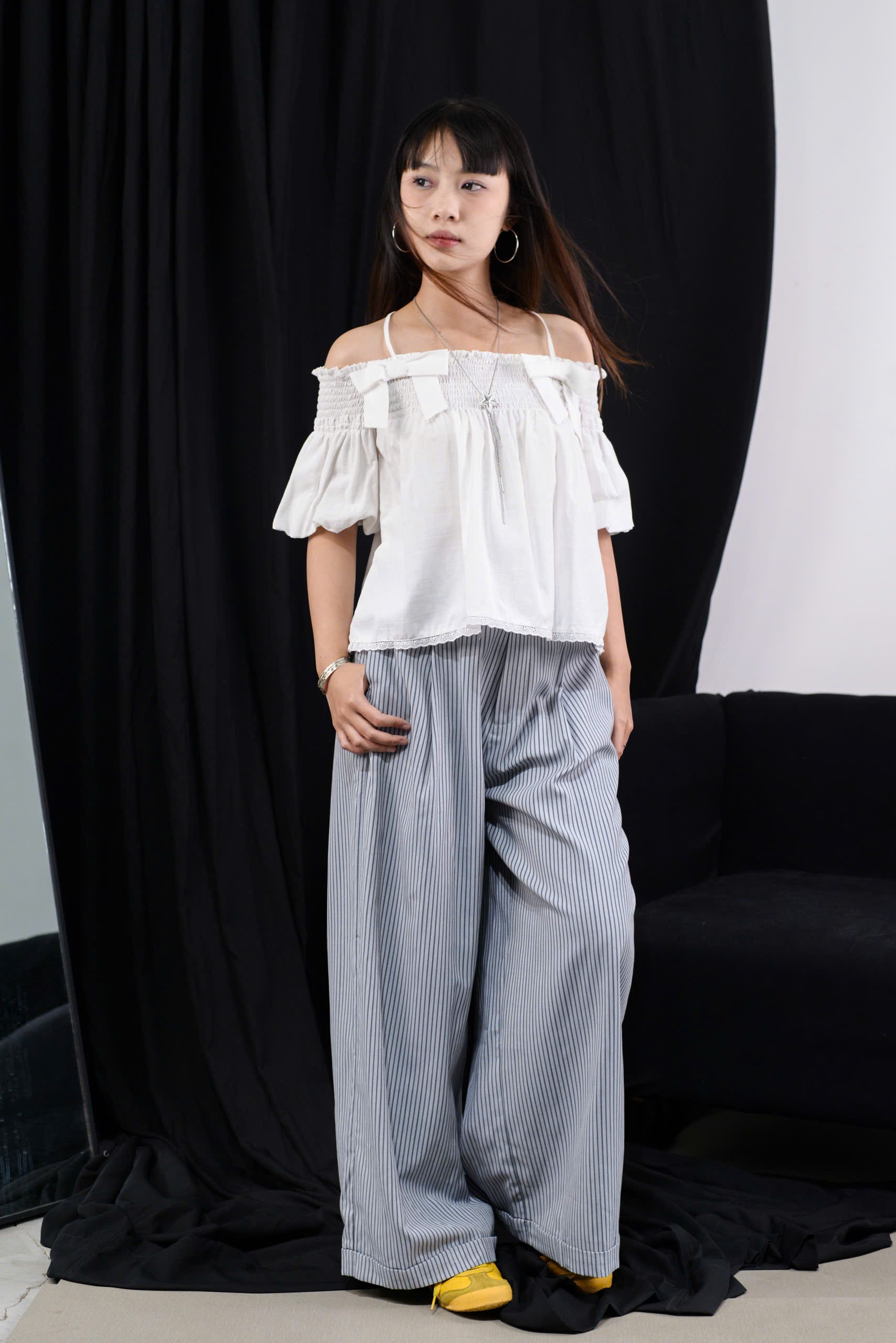Q8456 - Q Culottes xăn lai lưng phối ren