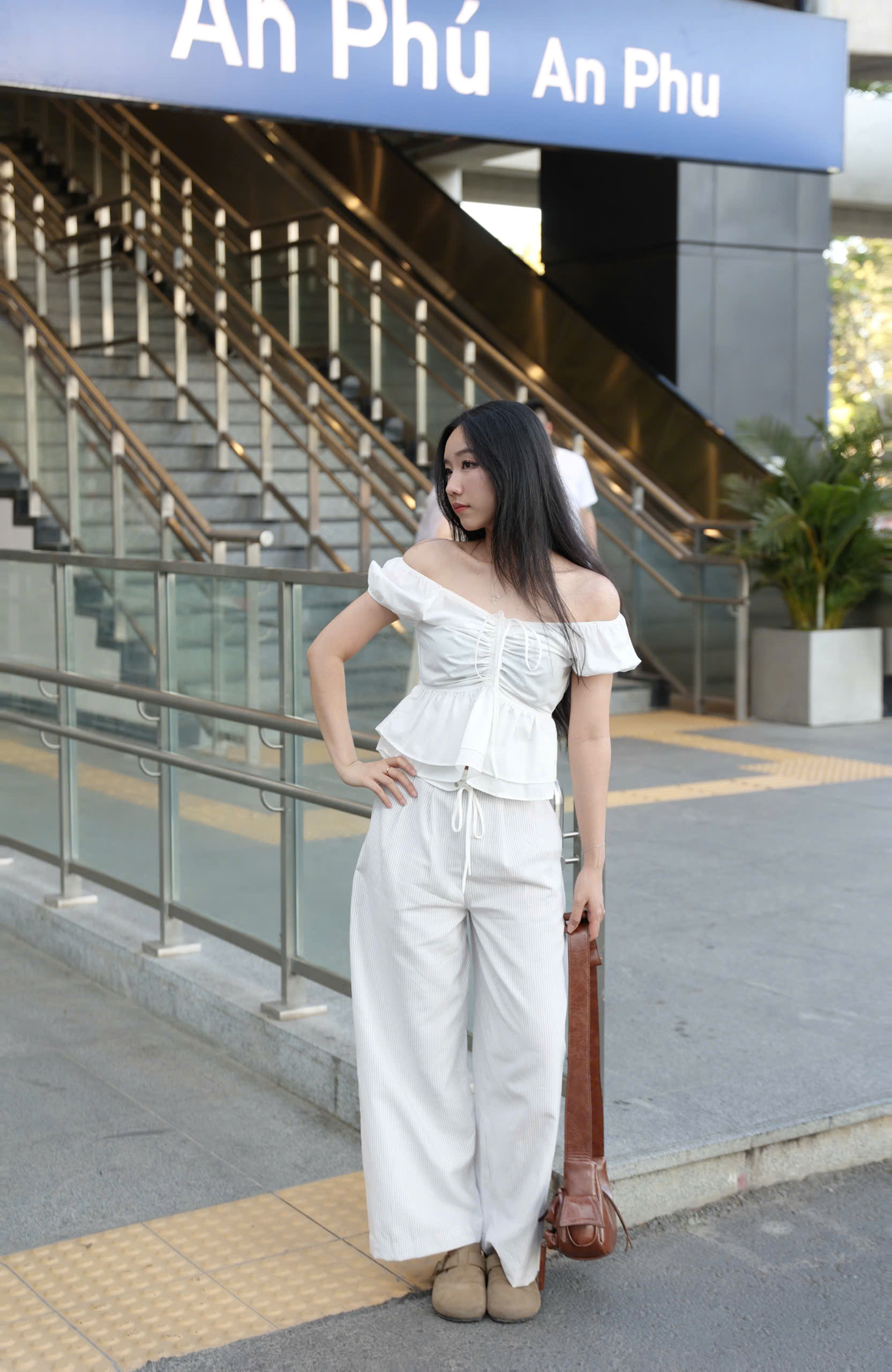 Q8491 - Q dài sọc phối lưng thắt dây