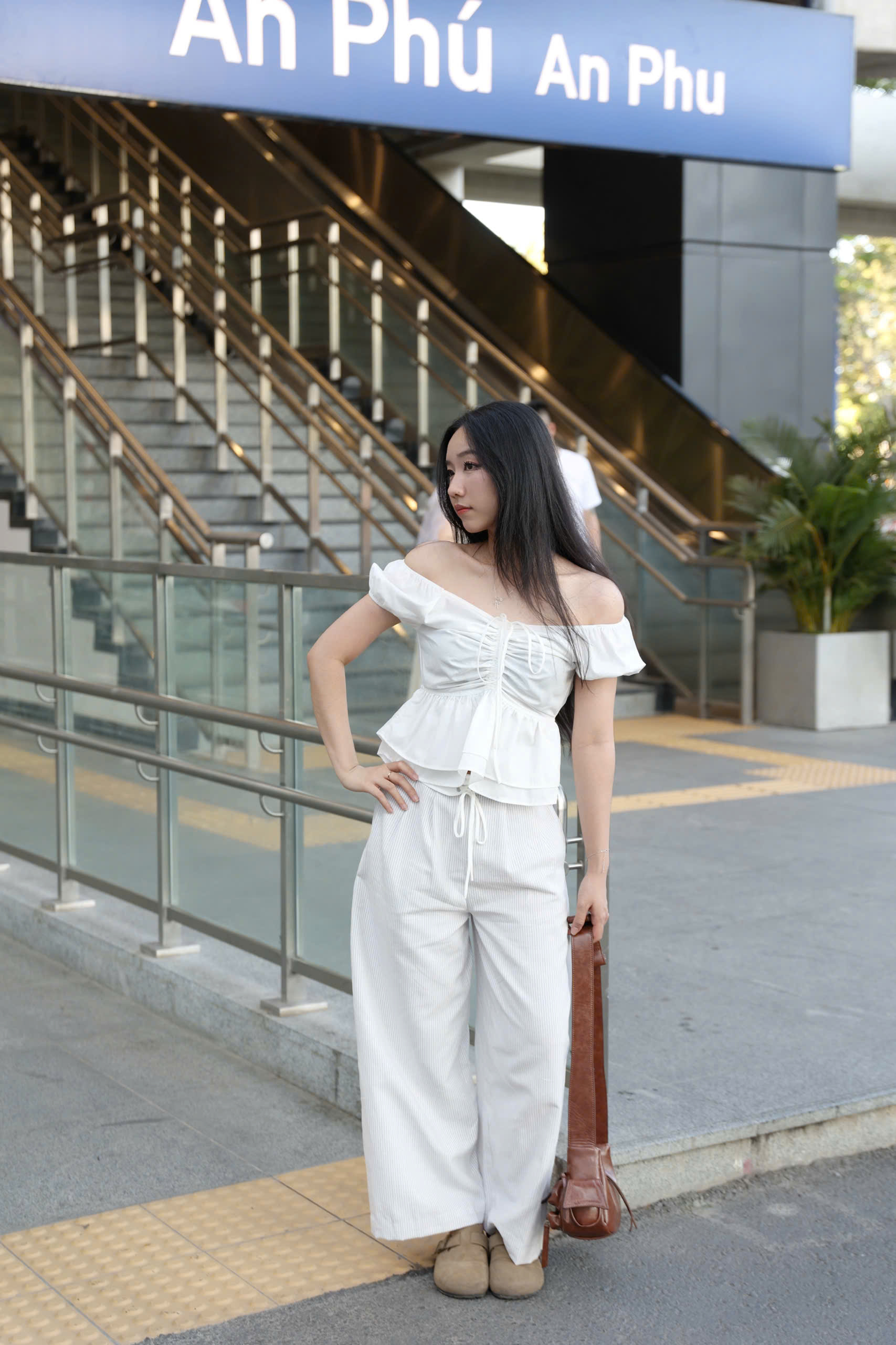 Q8491 - Q dài sọc phối lưng thắt dây
