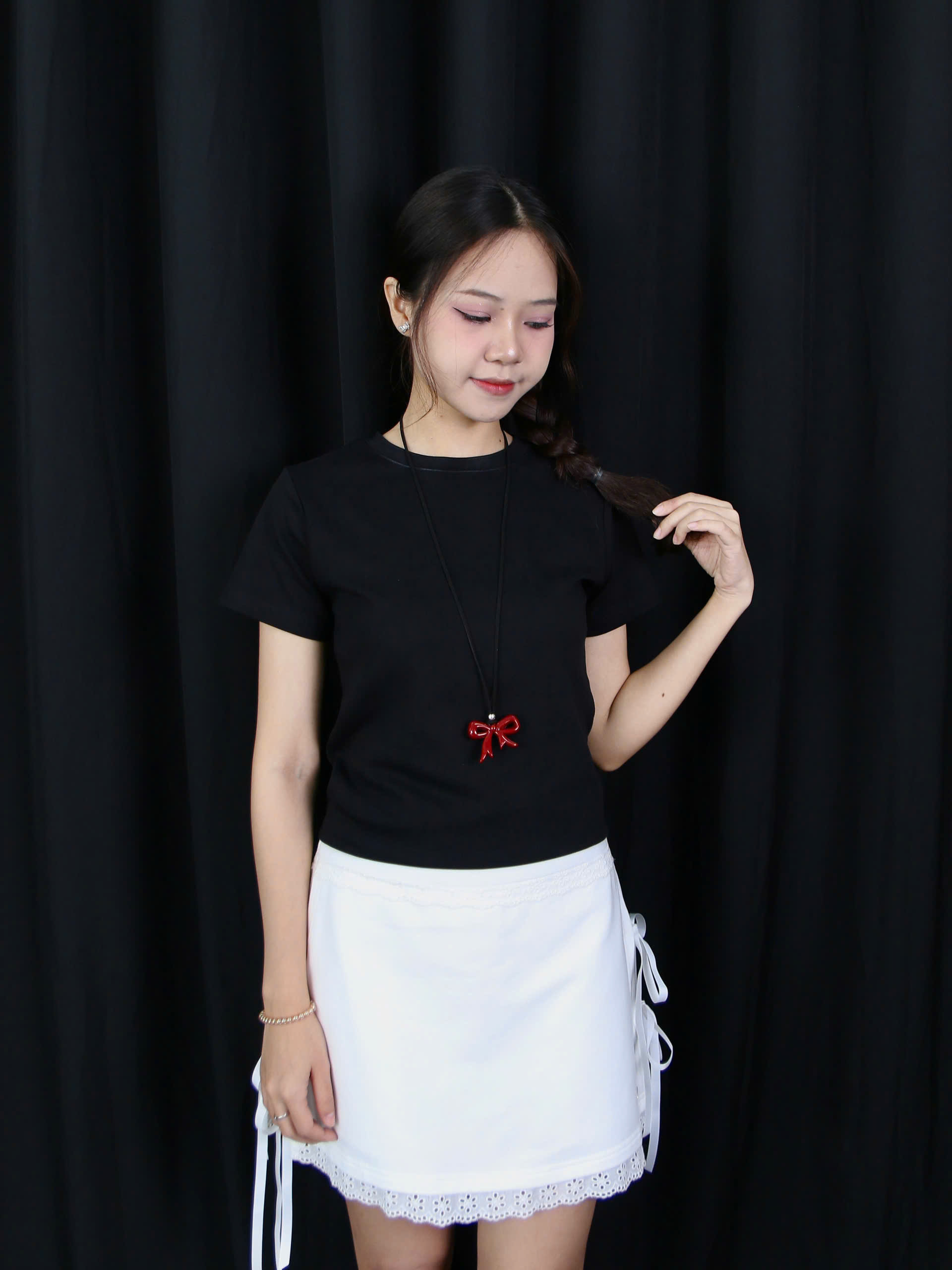V3803 - V thun ngắn xẻ lai 2 bên